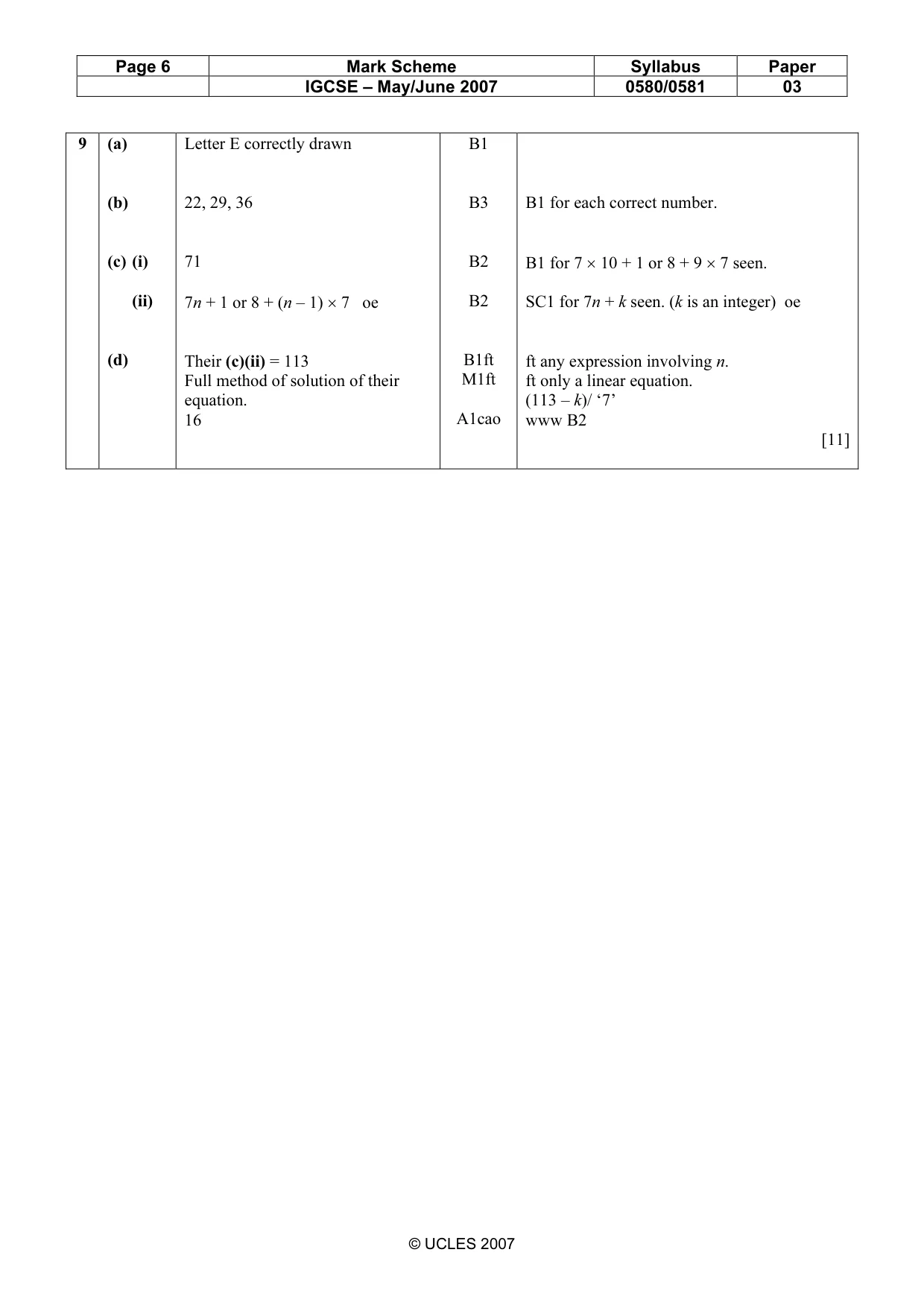 Mark scheme, page 6 of 6