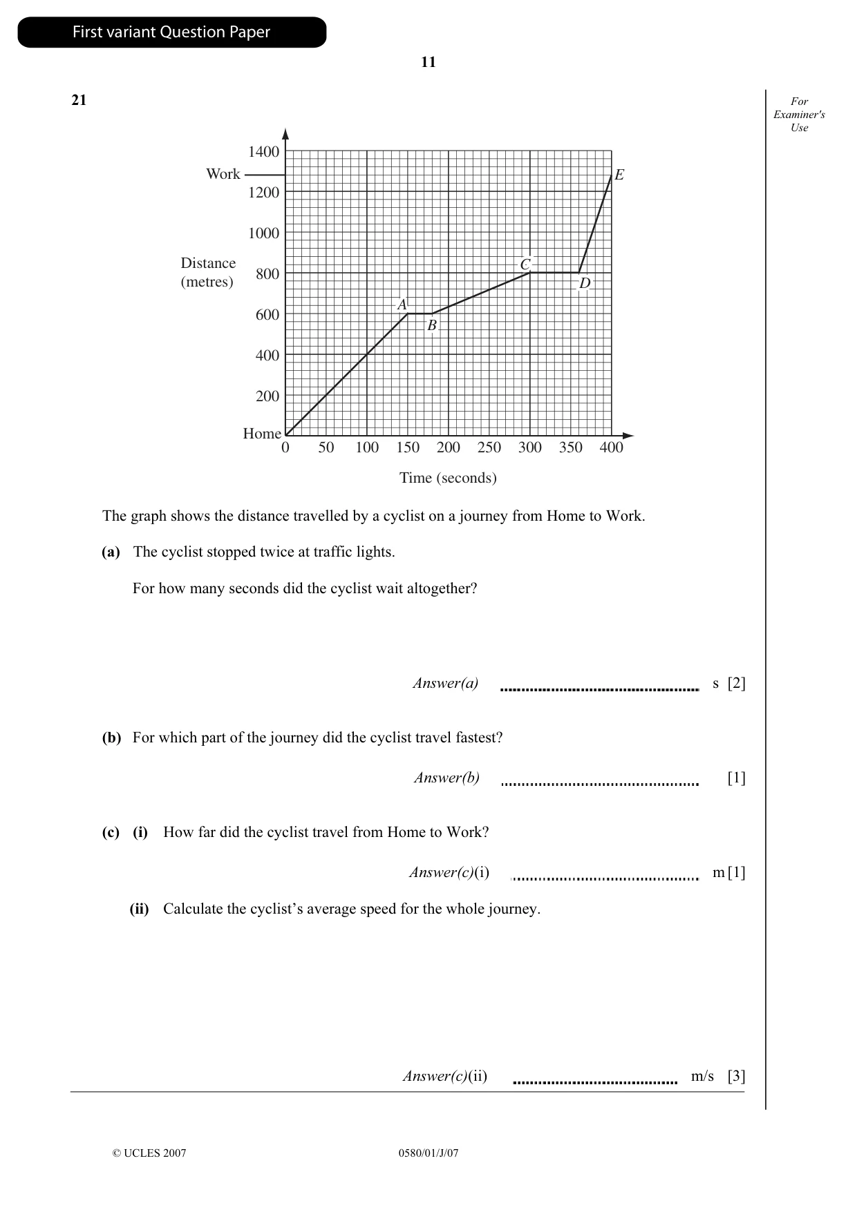 Cambridge IGCSE Mathematics 0580 2007 May/June Paper 1 · Variant 1 question paper, page 12 of 25