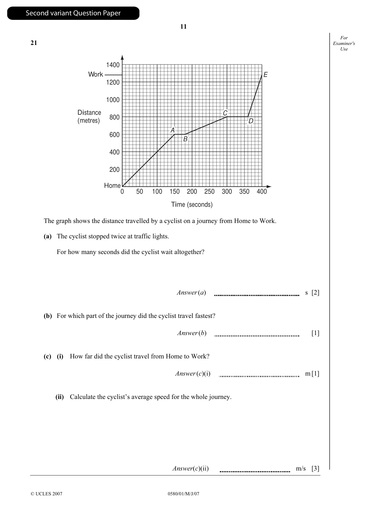 Cambridge IGCSE Mathematics 0580 2007 May/June Paper 1 · Variant 1 question paper, page 24 of 25