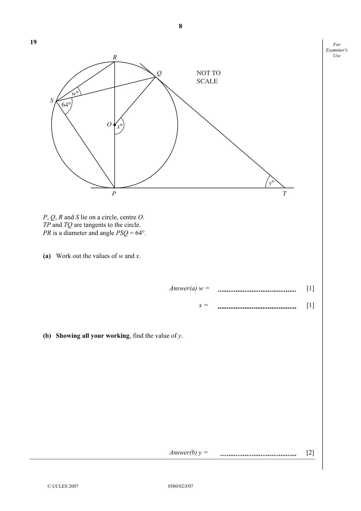 Cambridge IGCSE Mathematics 0580 2007 May/June Paper 2 · Variant 1 question paper, page 8 of 12