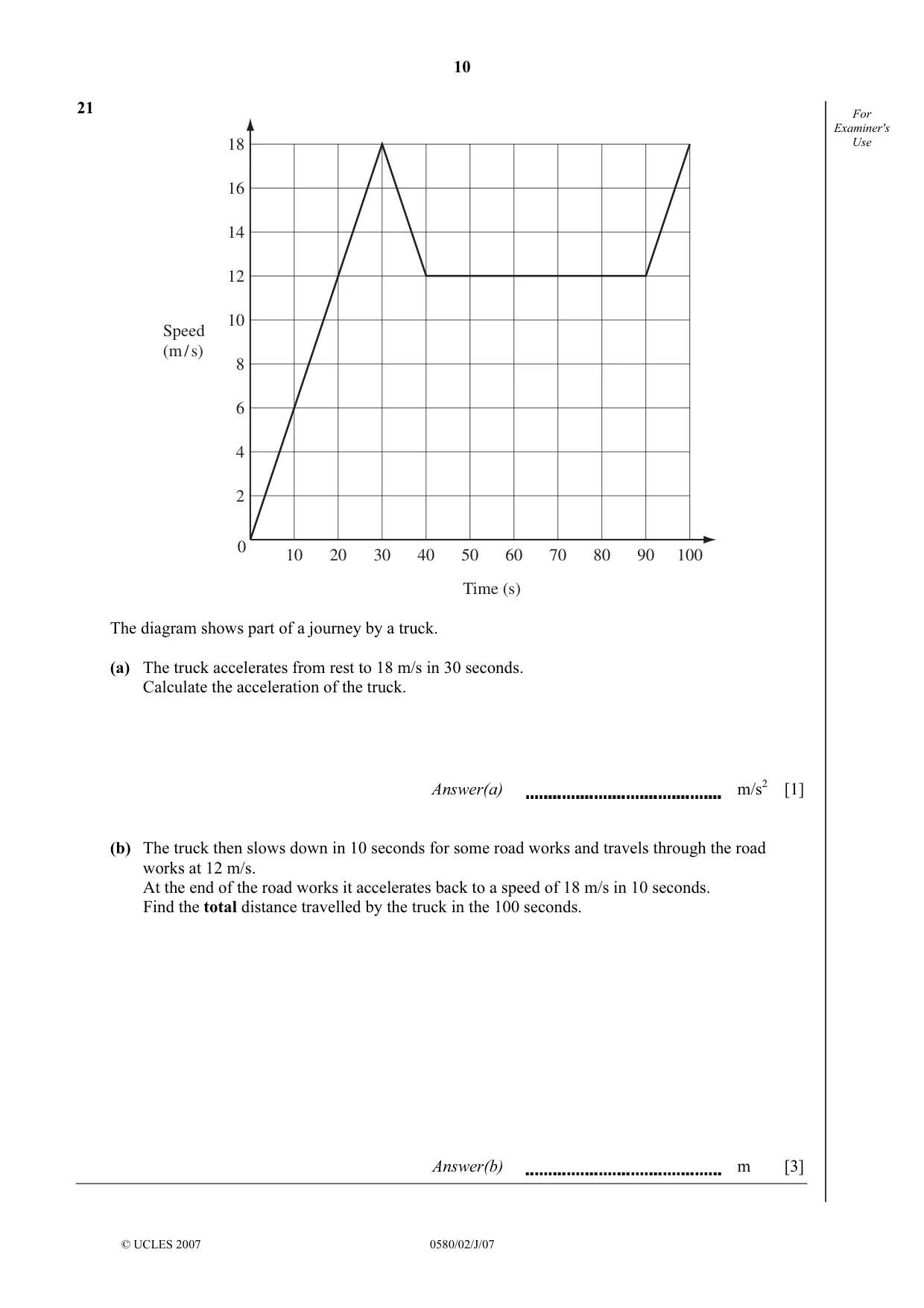 Cambridge IGCSE Mathematics 0580 2007 May/June Paper 2 · Variant 1 question paper, page 10 of 12