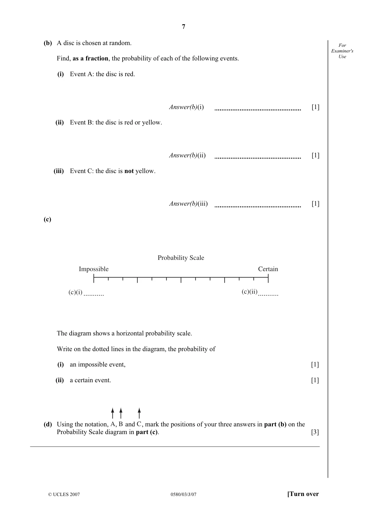Cambridge IGCSE Mathematics 0580 2007 May/June Paper 3 · Variant 1 question paper, page 7 of 12