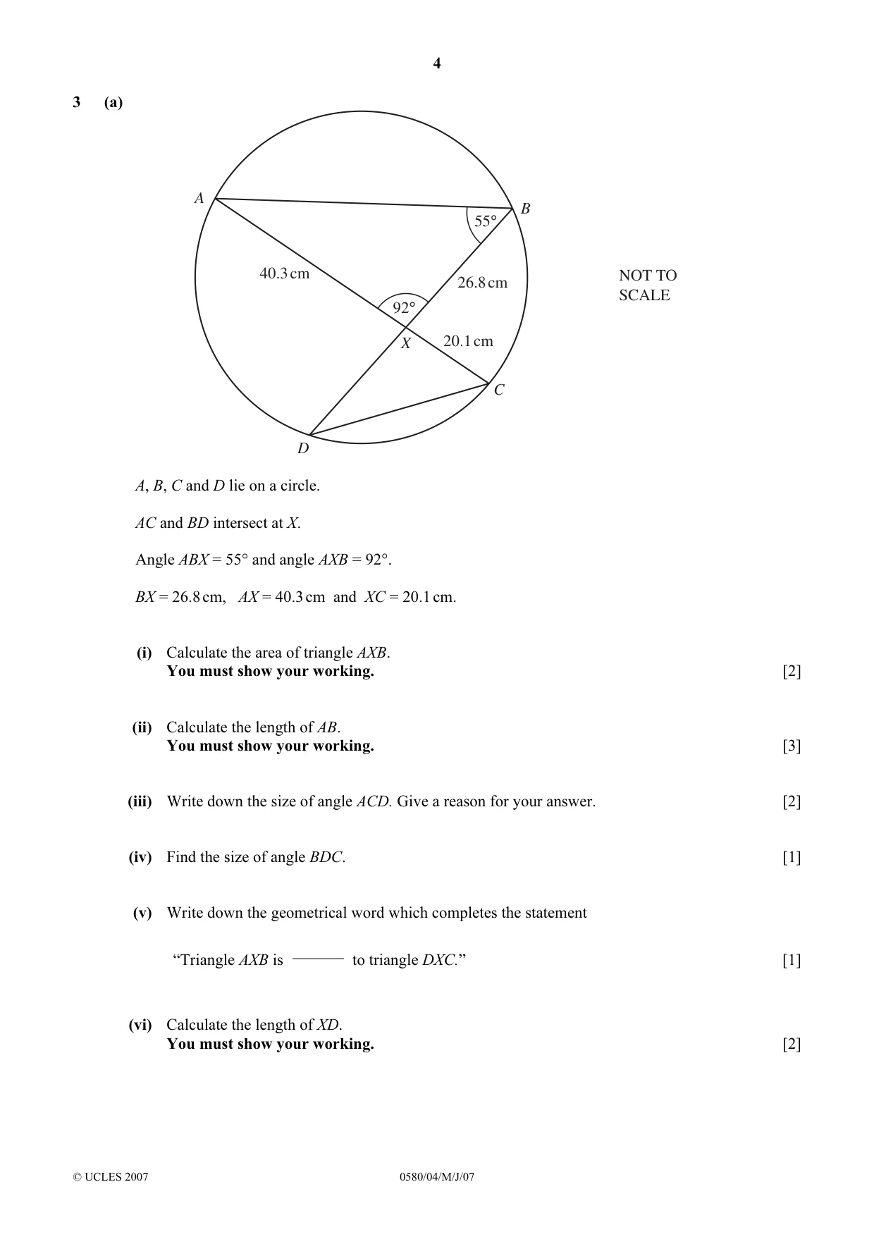 Cambridge IGCSE Mathematics 0580 2007 May/June Paper 4 · Variant 1 question paper, page 4 of 12
