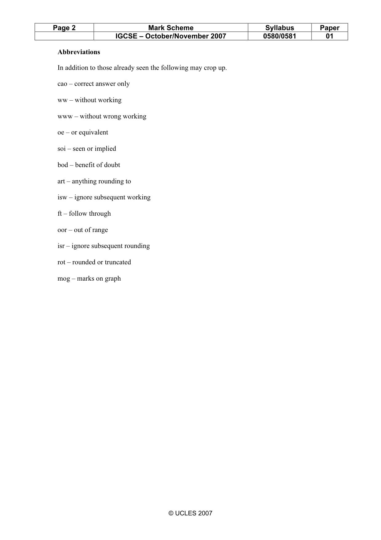 Mark scheme, page 3 of 7