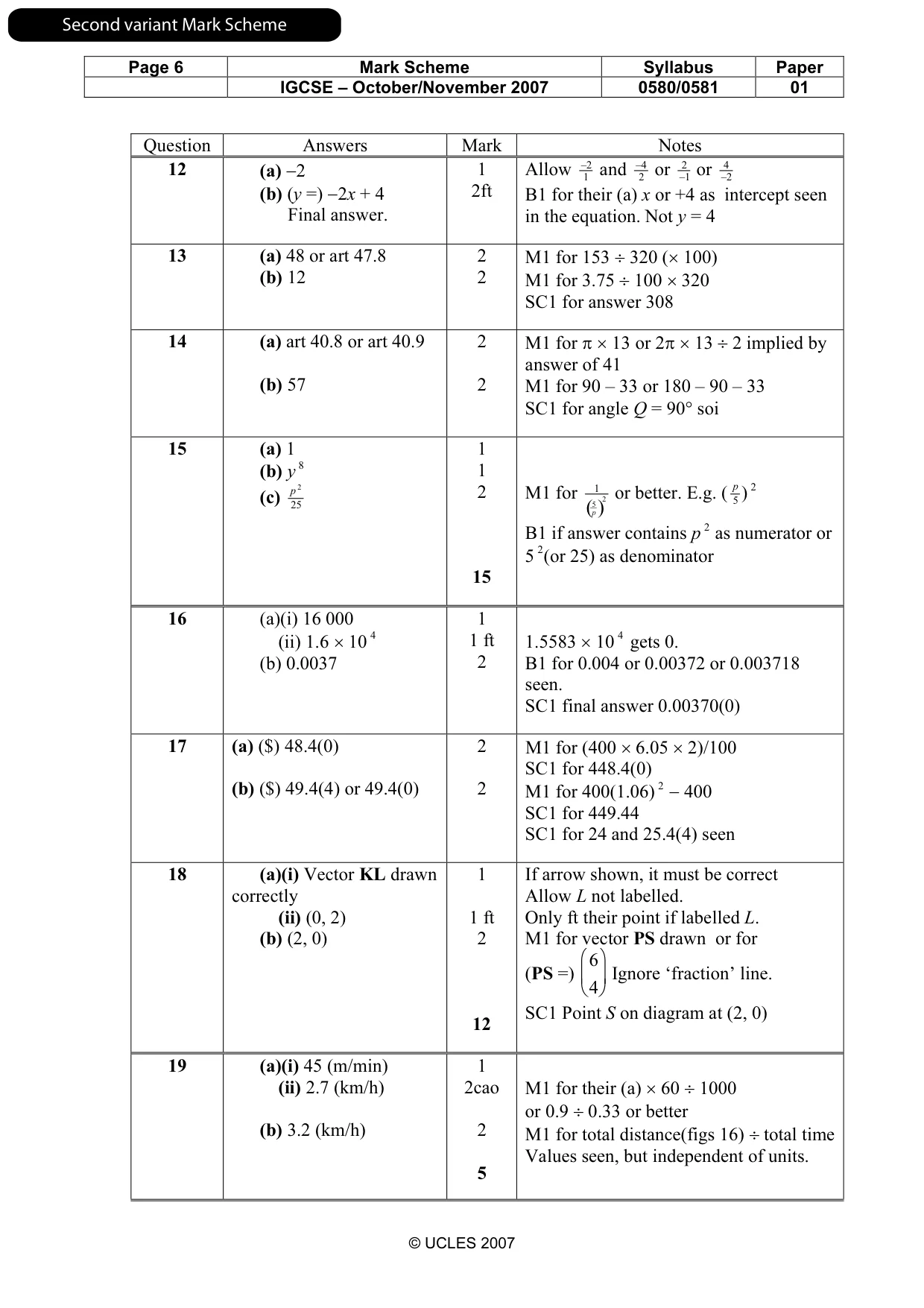 Mark scheme, page 7 of 7