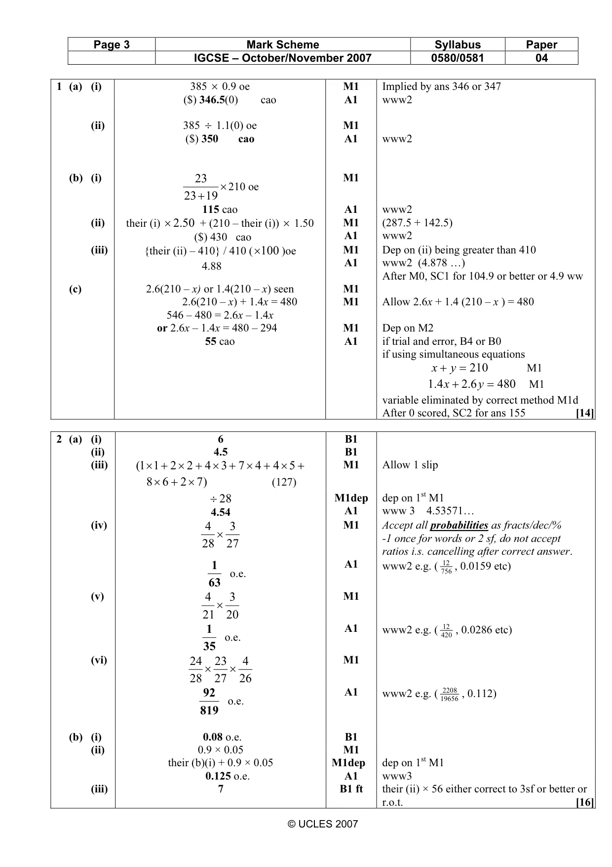 Mark scheme, page 3 of 7