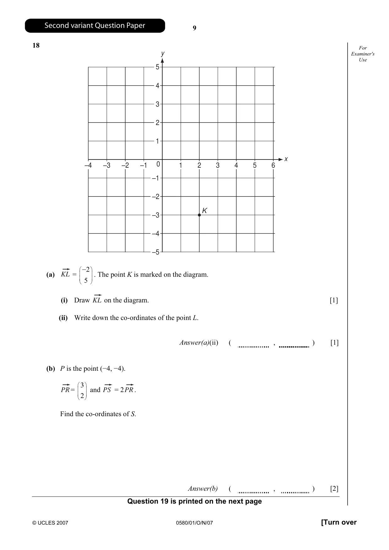 Cambridge IGCSE Mathematics 0580 2007 Oct/Nov Paper 1 · Variant 1 question paper, page 22 of 25