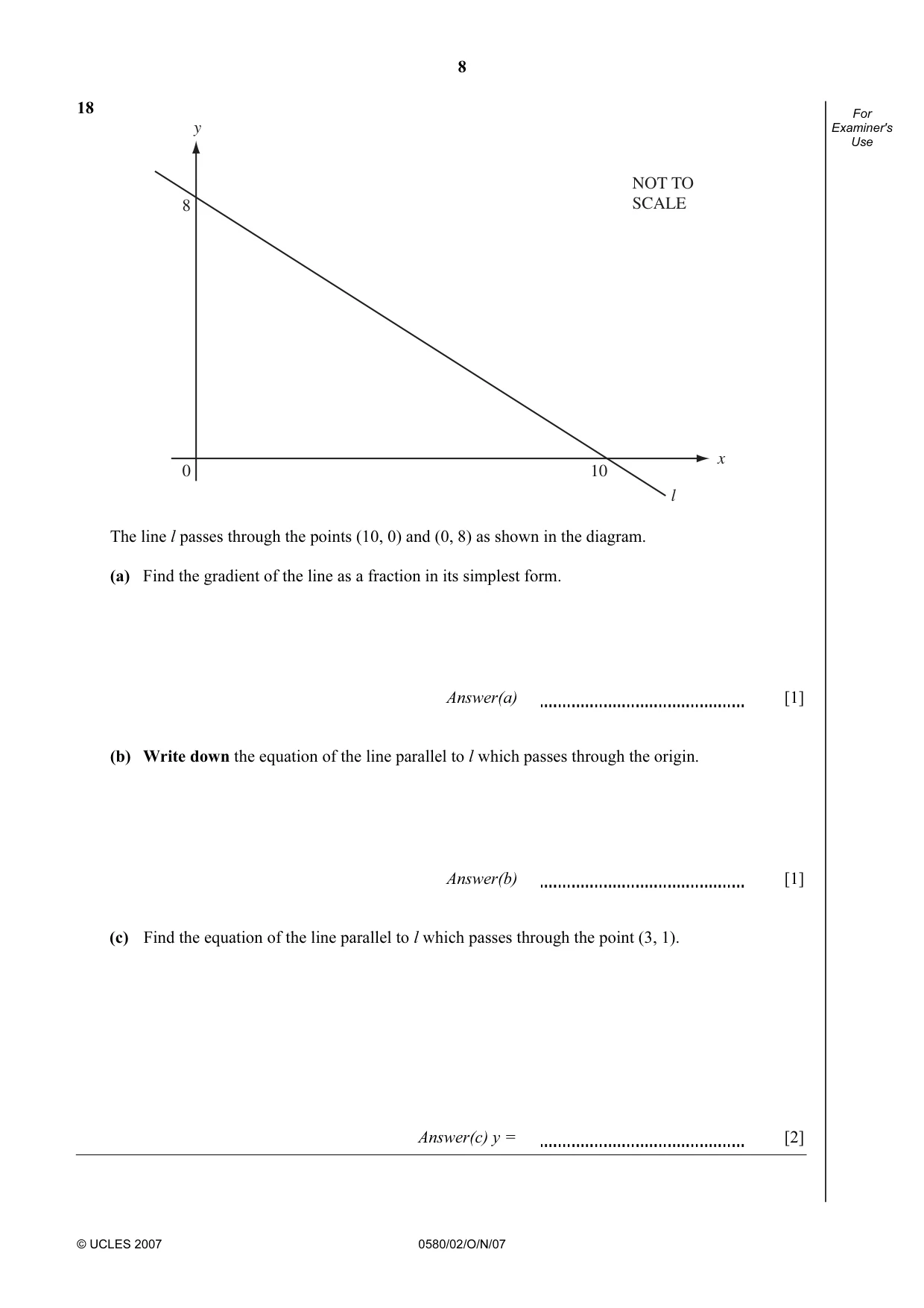 Cambridge IGCSE Mathematics 0580 2007 Oct/Nov Paper 2 · Variant 1 question paper, page 8 of 12