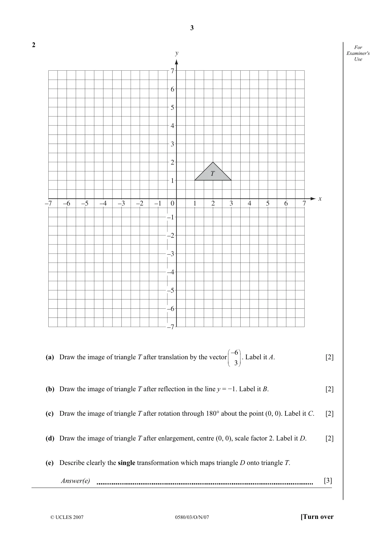 Cambridge IGCSE Mathematics 0580 2007 Oct/Nov Paper 3 · Variant 1 question paper, page 3 of 12