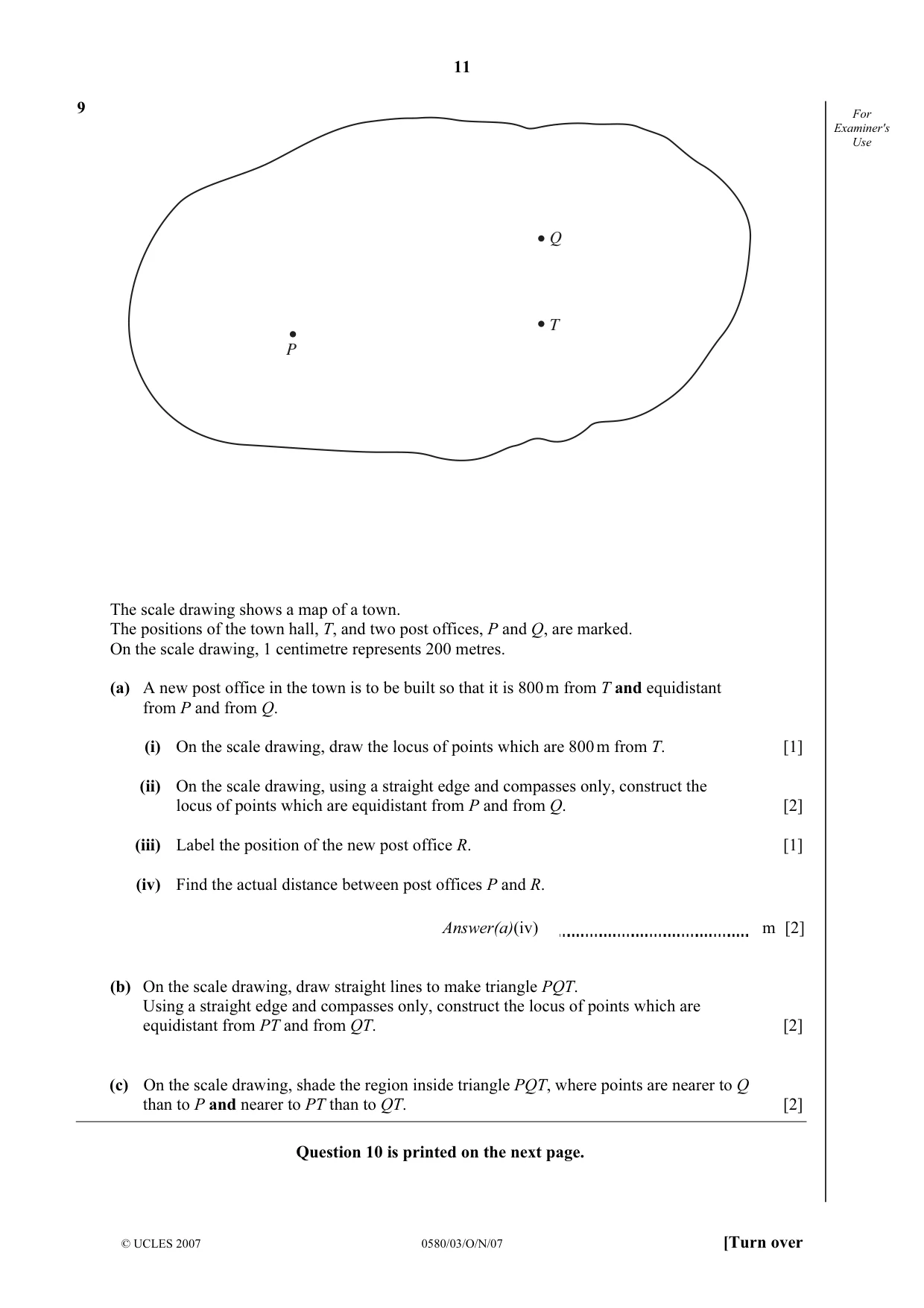Cambridge IGCSE Mathematics 0580 2007 Oct/Nov Paper 3 · Variant 1 question paper, page 11 of 12