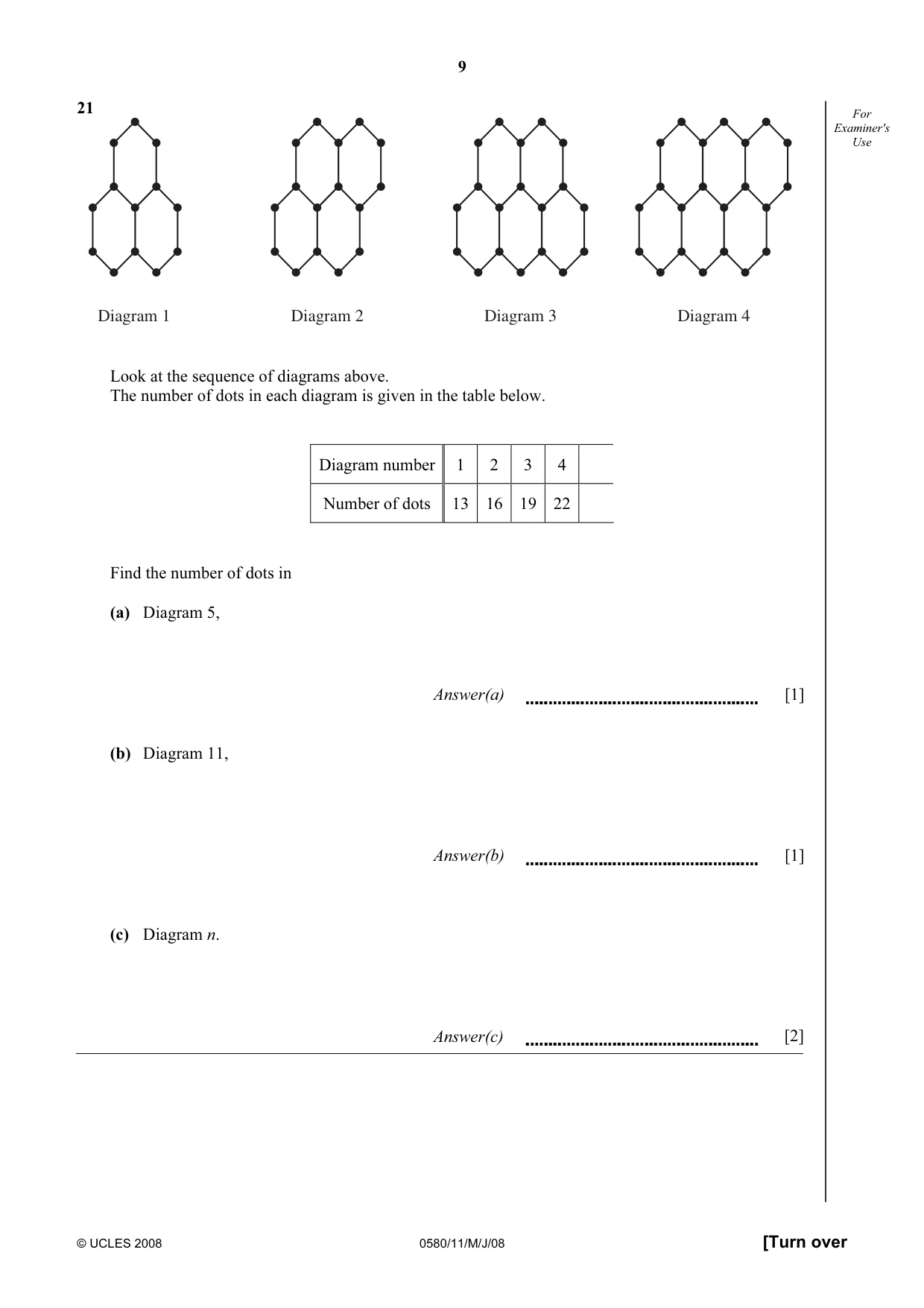 Cambridge IGCSE Mathematics 0580 2008 May/June Paper 1 · Variant 1 question paper, page 10 of 25