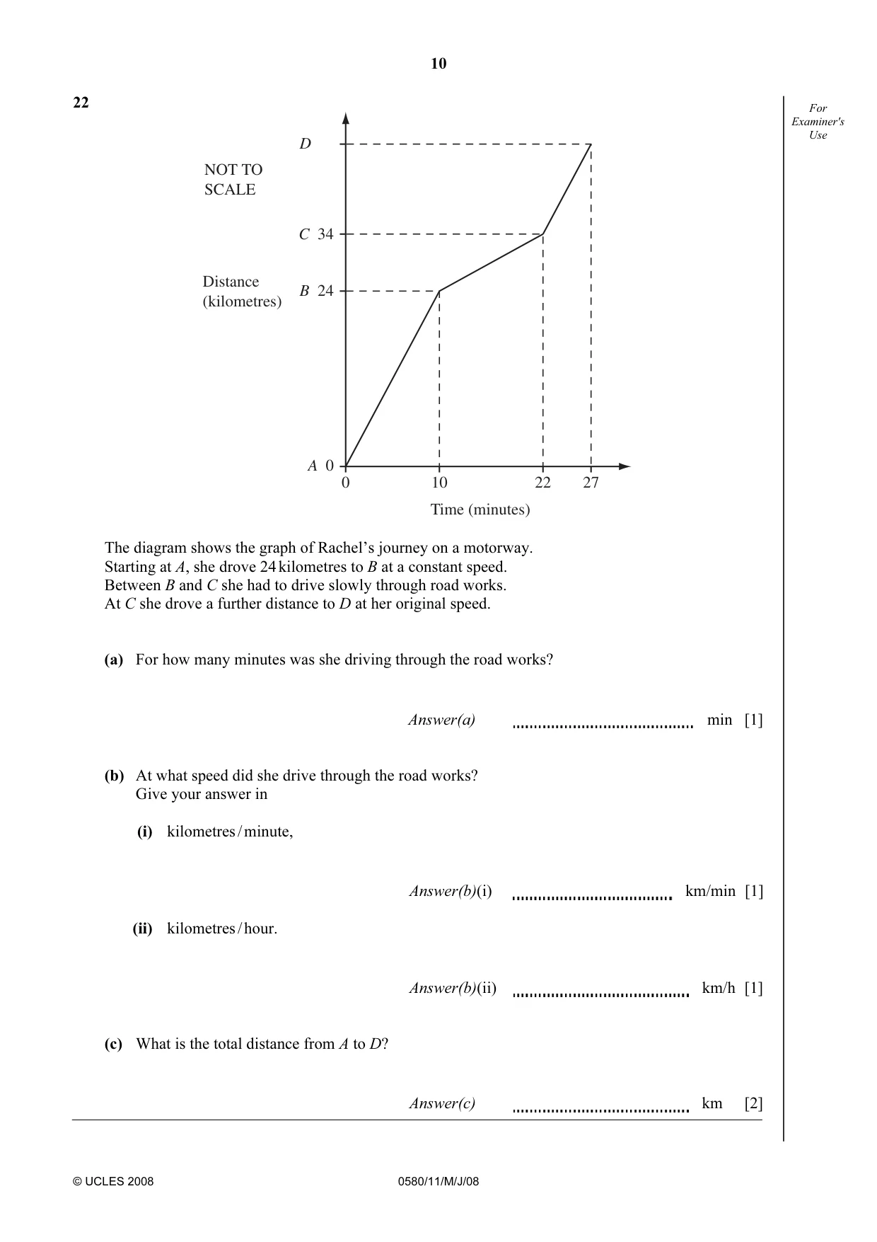 Cambridge IGCSE Mathematics 0580 2008 May/June Paper 1 · Variant 1 question paper, page 11 of 25
