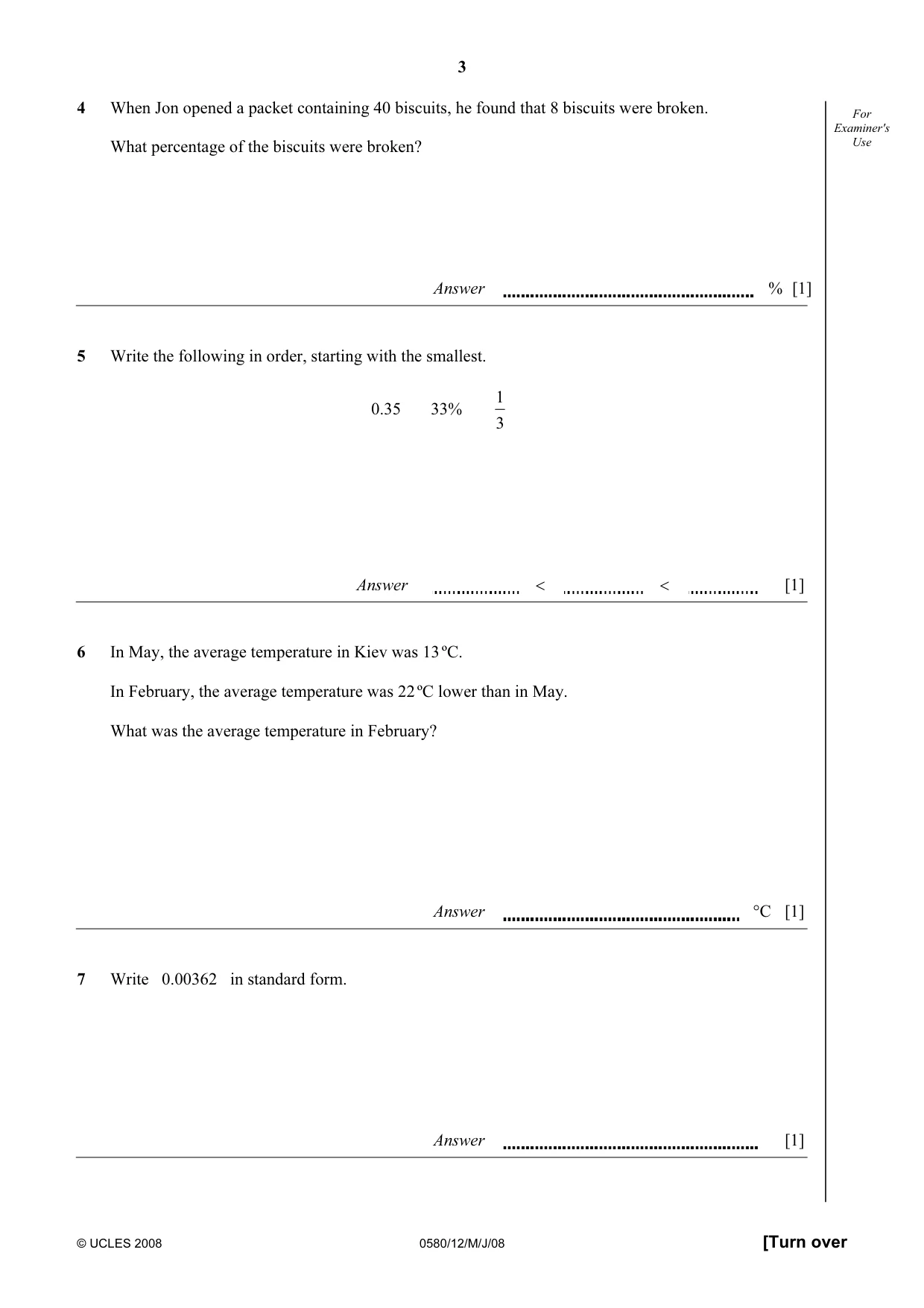 Cambridge IGCSE Mathematics 0580 2008 May/June Paper 1 · Variant 1 question paper, page 16 of 25