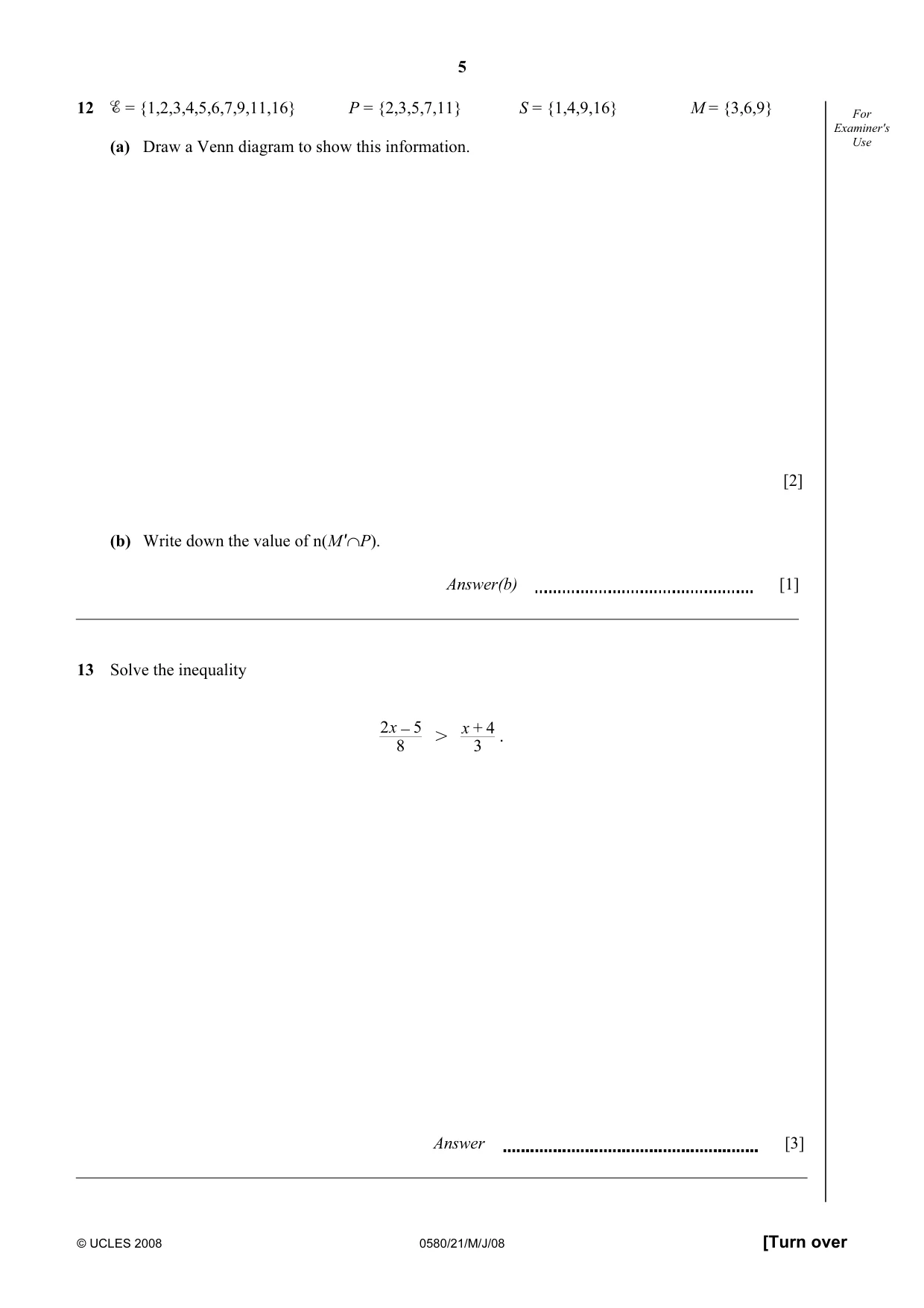 Cambridge IGCSE Mathematics 0580 2008 May/June Paper 2 · Variant 1 question paper, page 6 of 25
