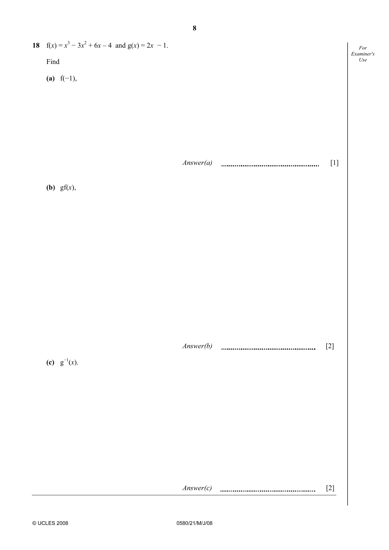 Cambridge IGCSE Mathematics 0580 2008 May/June Paper 2 · Variant 1 question paper, page 9 of 25