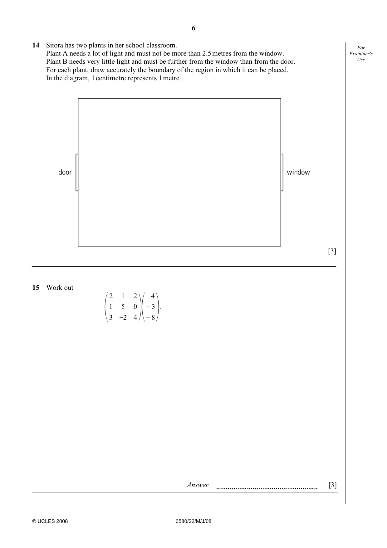 Cambridge IGCSE Mathematics 0580 2008 May/June Paper 2 · Variant 1 question paper, page 19 of 25