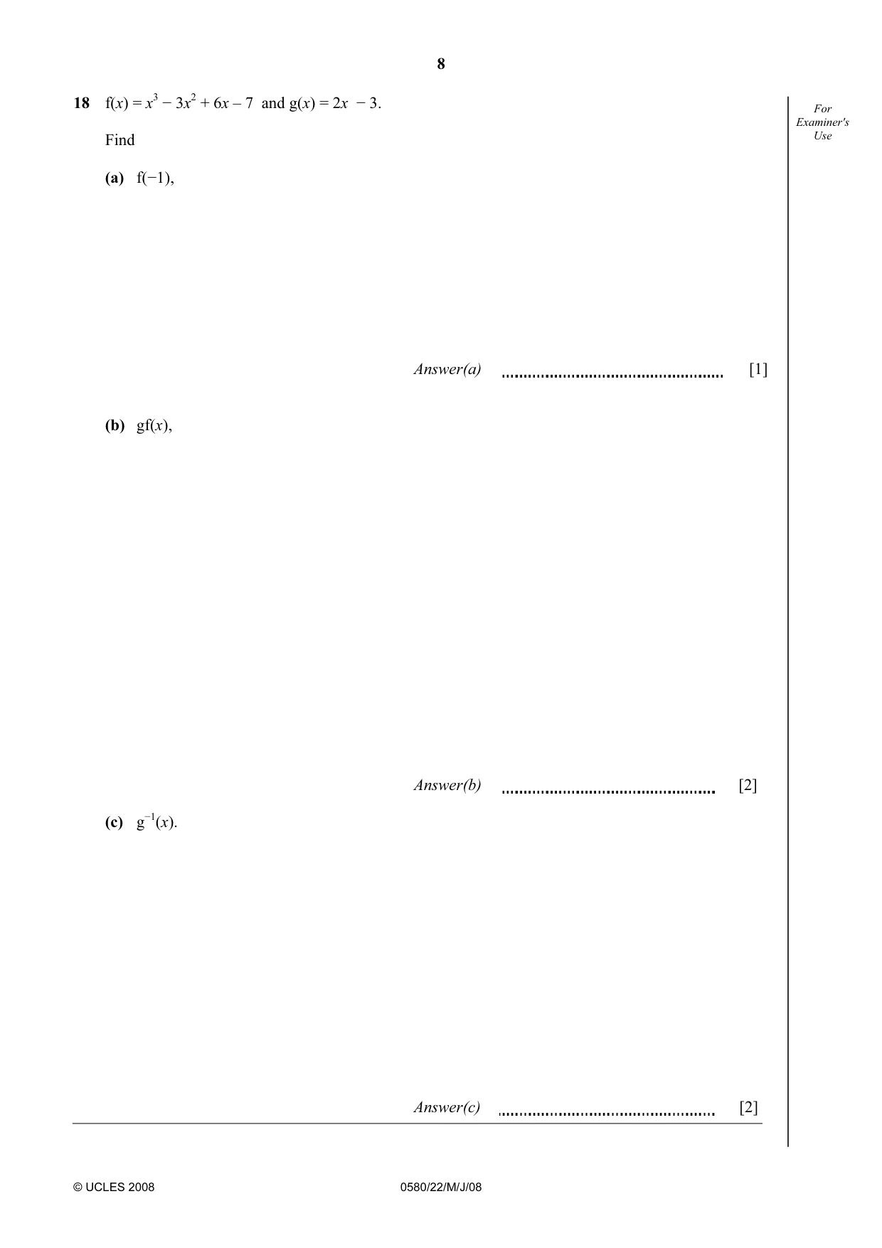 Cambridge IGCSE Mathematics 0580 2008 May/June Paper 2 · Variant 1 question paper, page 21 of 25