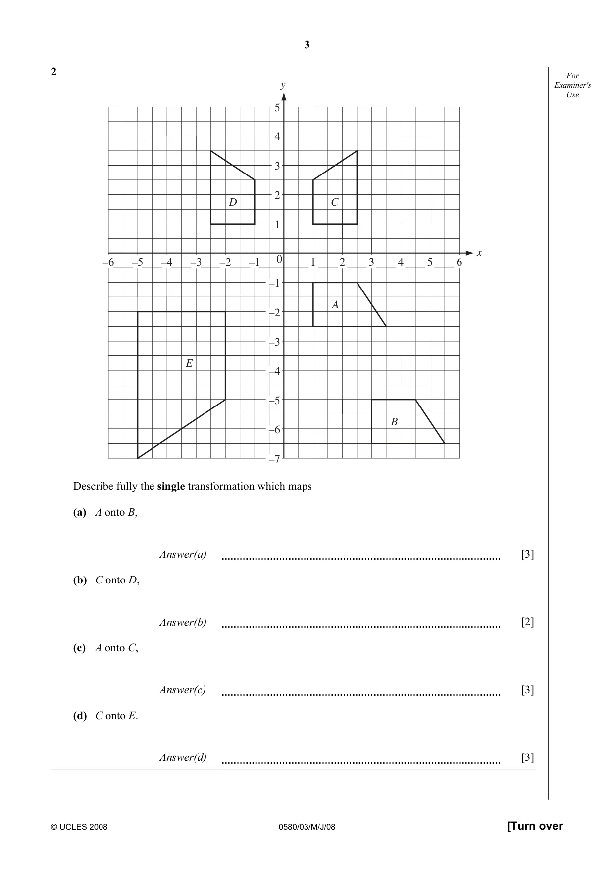 Cambridge IGCSE Mathematics 0580 2008 May/June Paper 3 · Variant 1 question paper, page 3 of 16