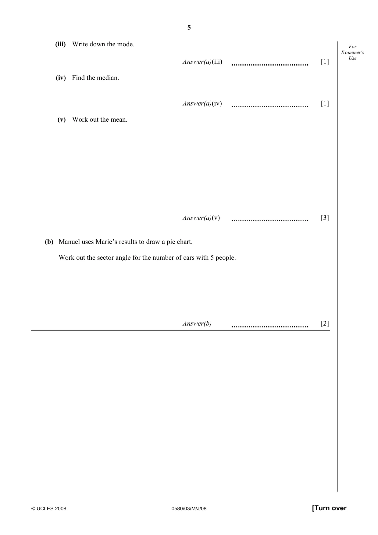 Cambridge IGCSE Mathematics 0580 2008 May/June Paper 3 · Variant 1 question paper, page 5 of 16