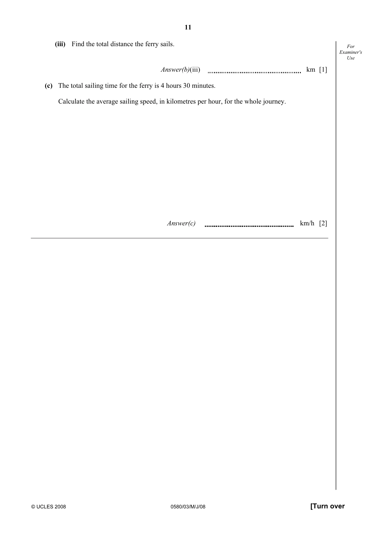 Cambridge IGCSE Mathematics 0580 2008 May/June Paper 3 · Variant 1 question paper, page 11 of 16