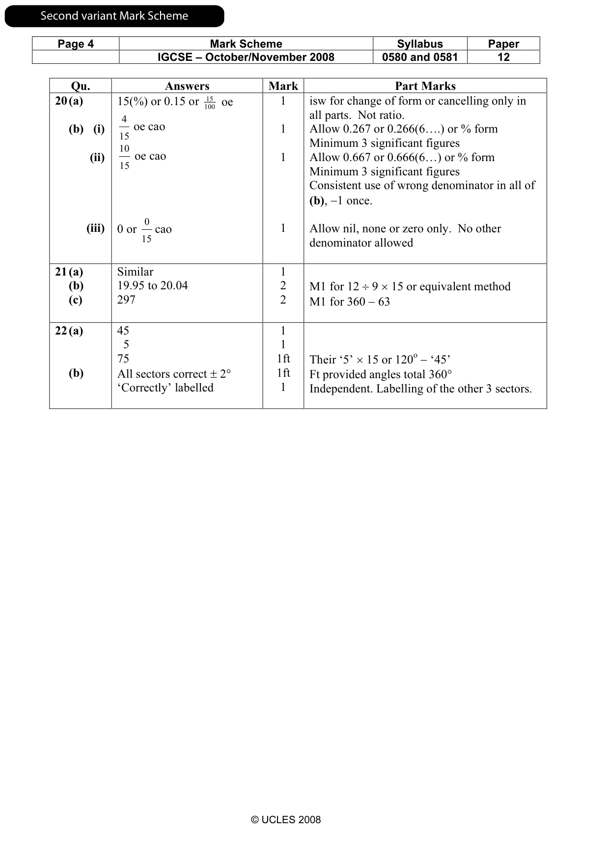 Mark scheme, page 8 of 8