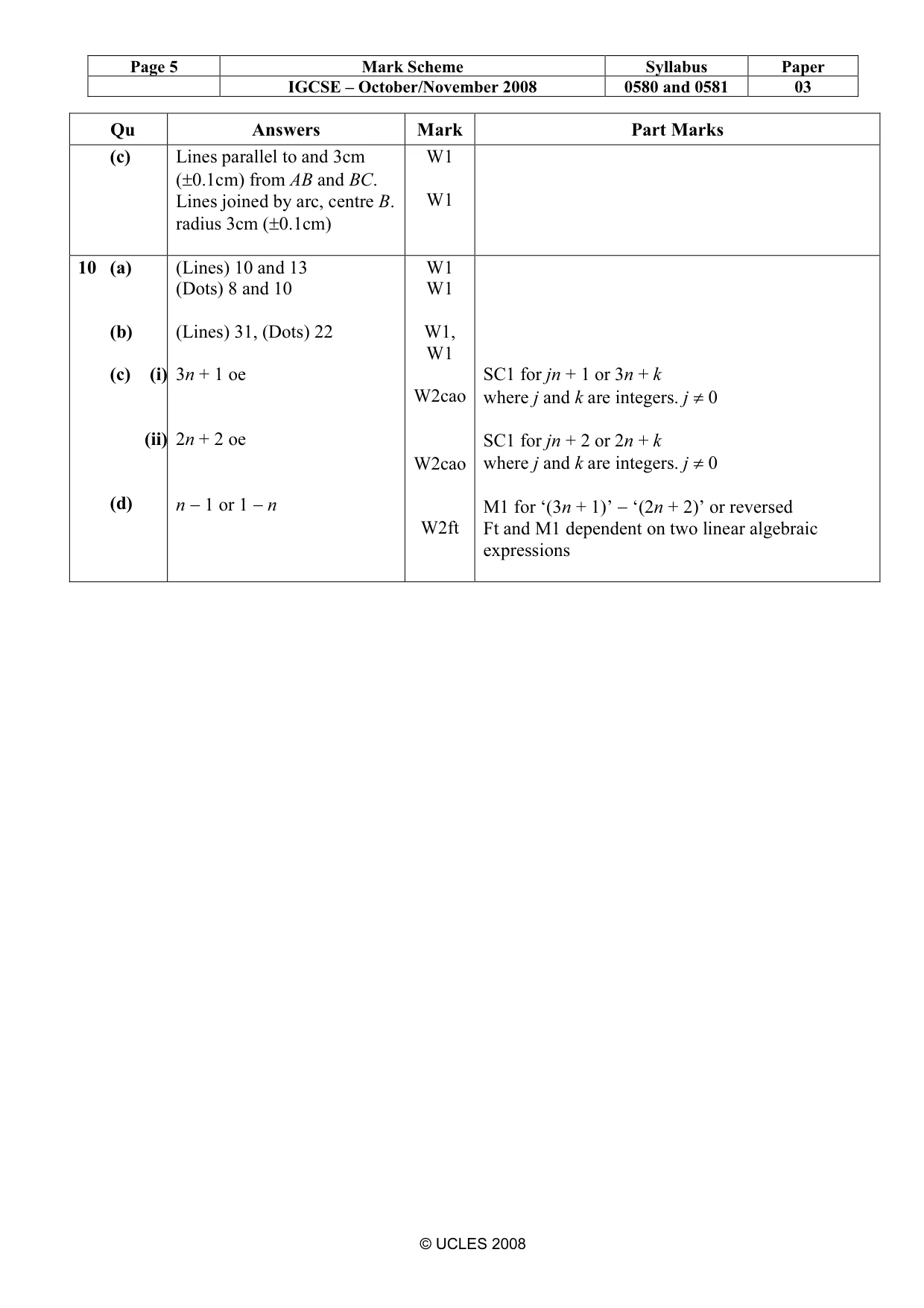 Mark scheme, page 5 of 5