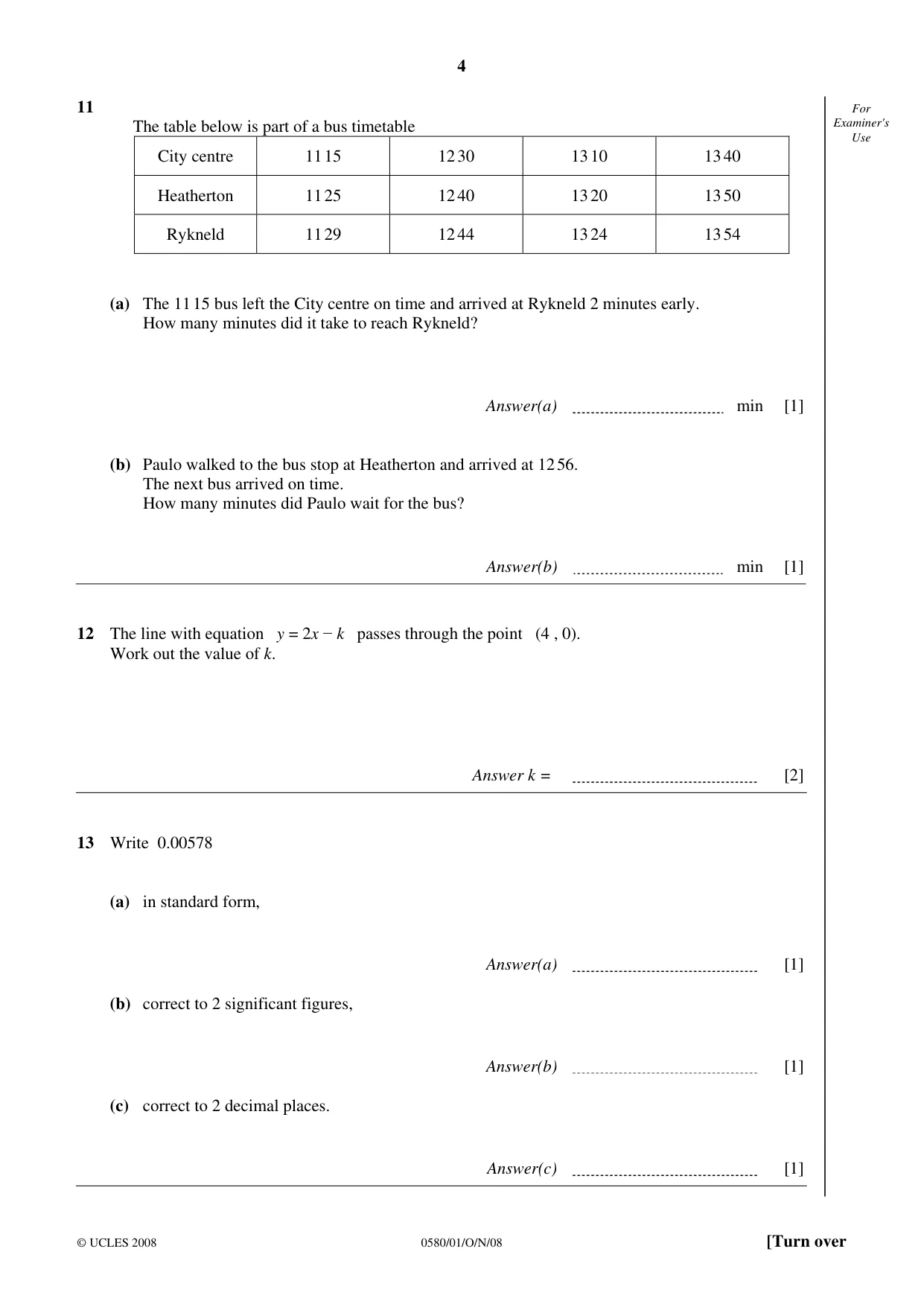 Cambridge IGCSE Mathematics 0580 2008 Oct/Nov Paper 1 · Variant 0 question paper, page 5 of 25