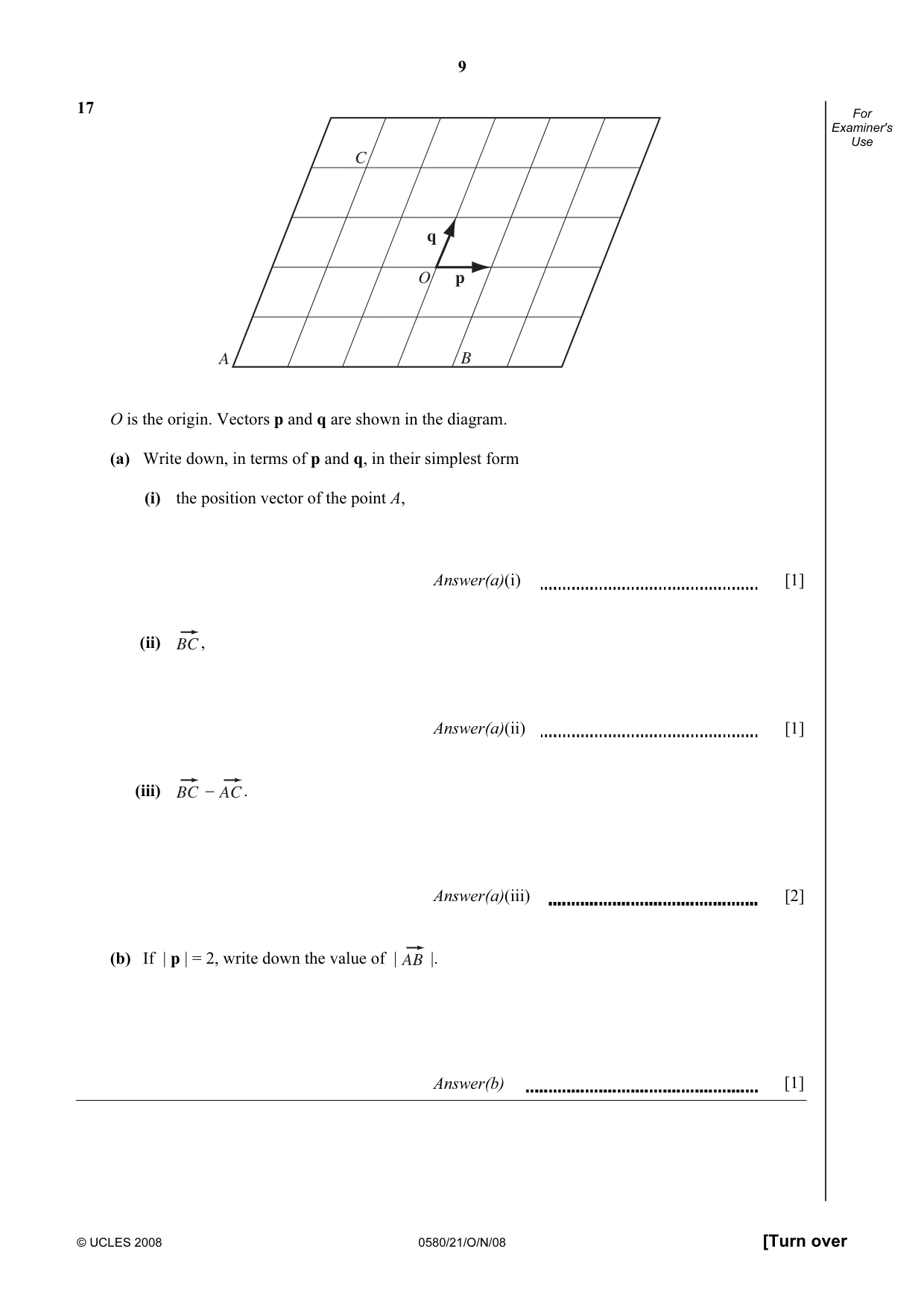Cambridge IGCSE Mathematics 0580 2008 Oct/Nov Paper 2 · Variant 0 question paper, page 10 of 25