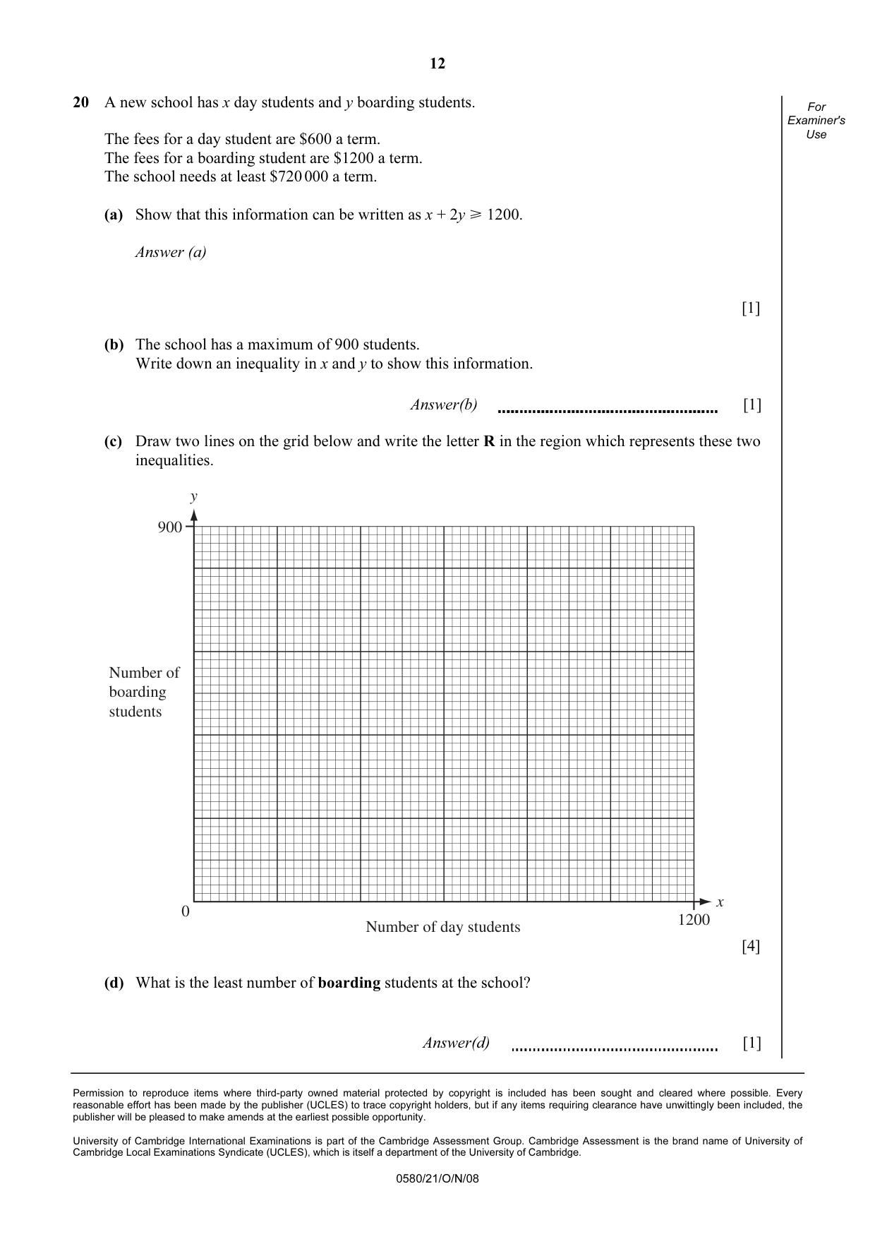 Cambridge IGCSE Mathematics 0580 2008 Oct/Nov Paper 2 · Variant 0 question paper, page 13 of 25