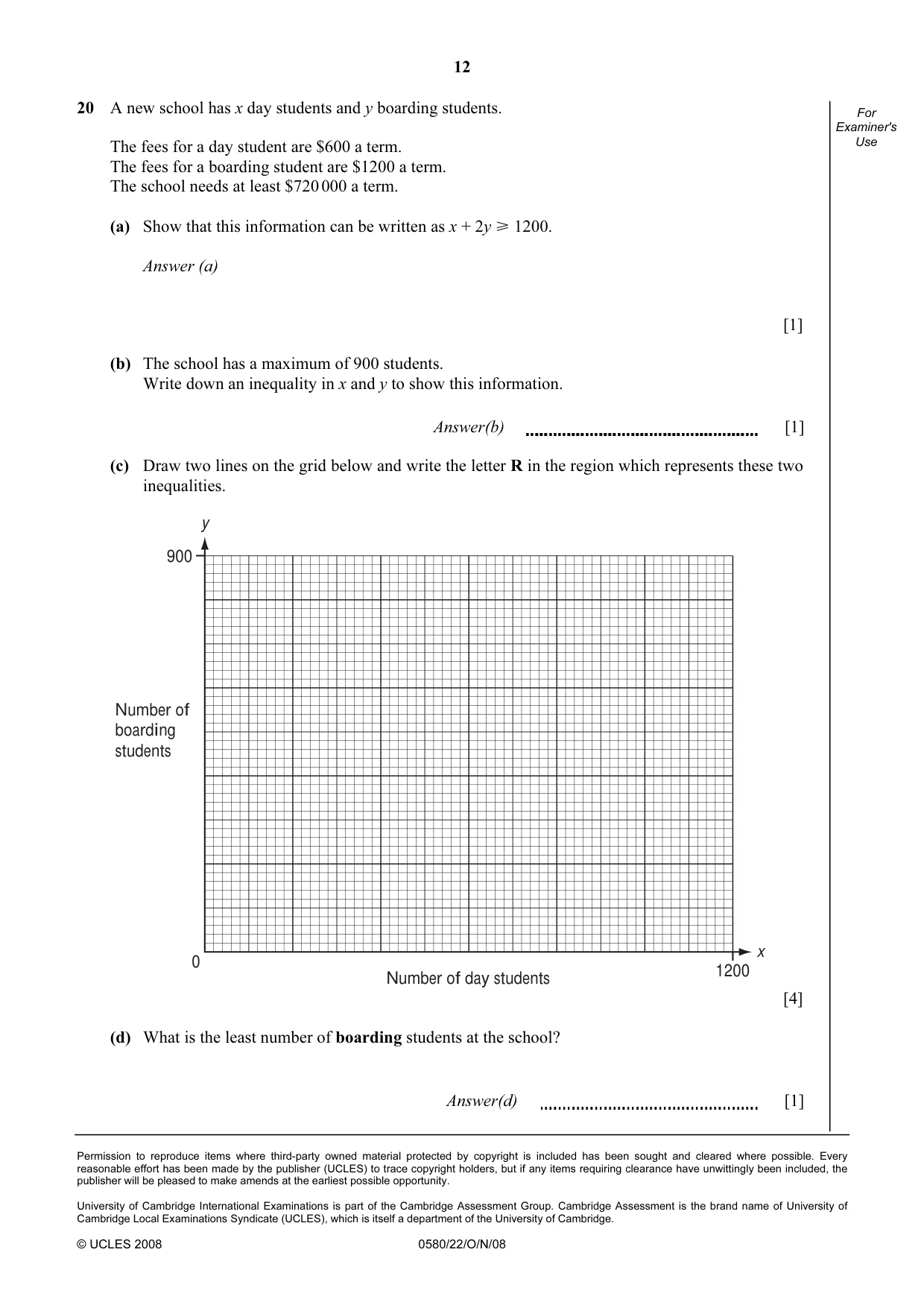 Cambridge IGCSE Mathematics 0580 2008 Oct/Nov Paper 2 · Variant 0 question paper, page 25 of 25