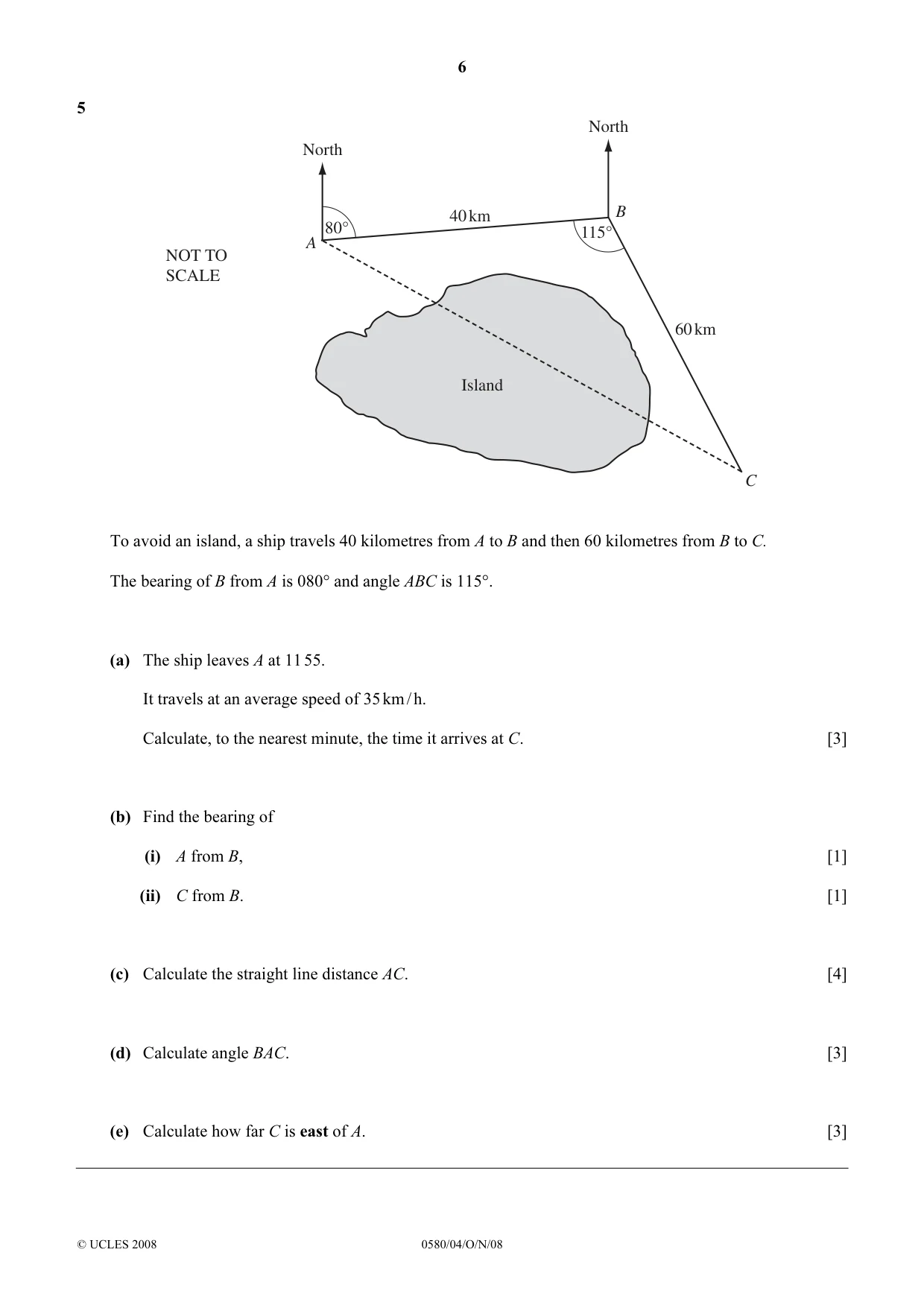 Cambridge IGCSE Mathematics 0580 2008 Oct/Nov Paper 4 · Variant 0 question paper, page 6 of 12