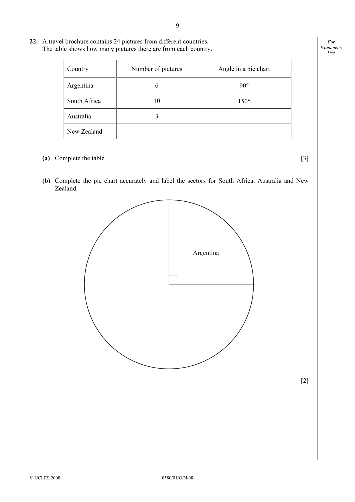 Cambridge IGCSE Mathematics 0580 2008 Oct/Nov Paper 1 · Variant 1 question paper, page 10 of 25