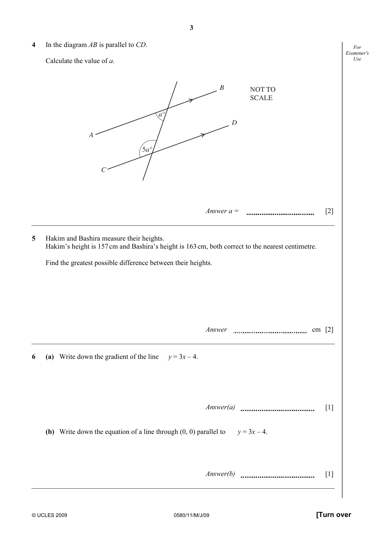 Cambridge IGCSE Mathematics 0580 2009 May/June Paper 1 · Variant 1 question paper, page 4 of 25