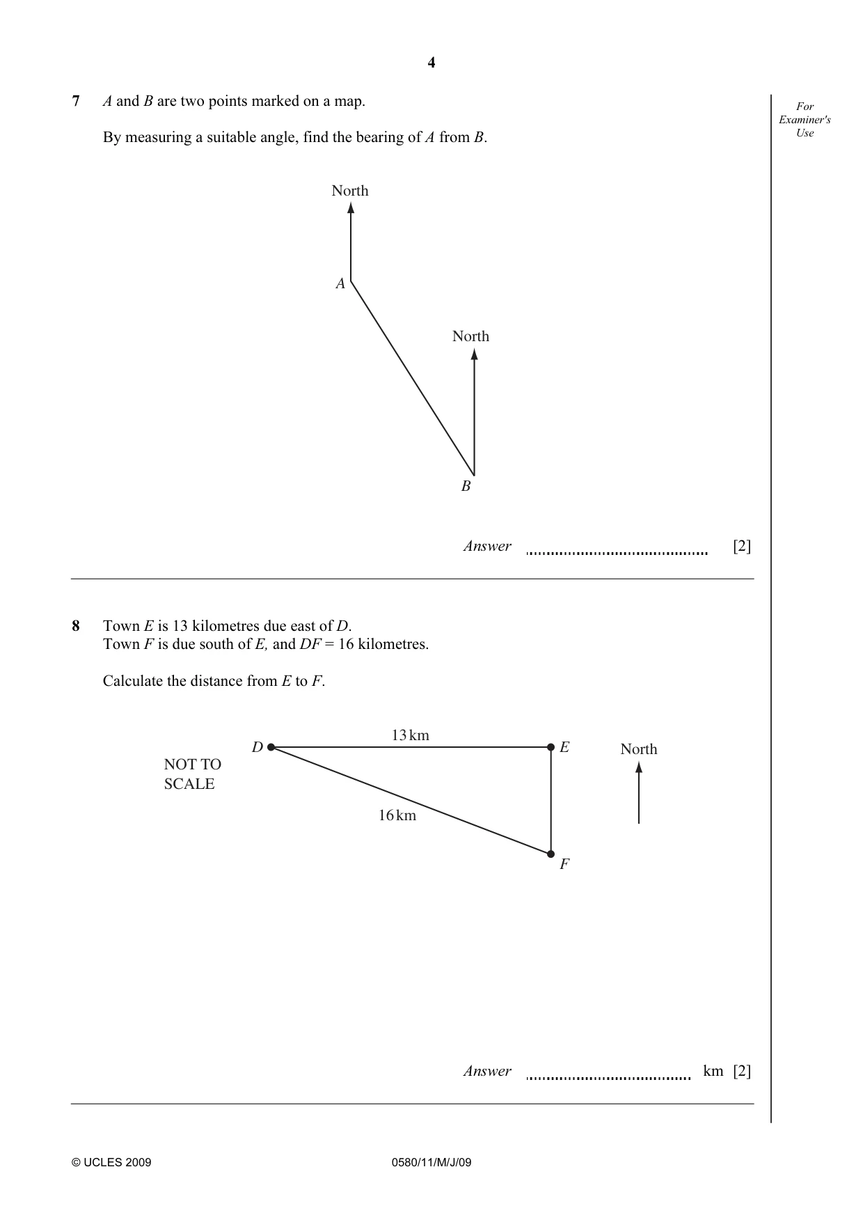 Cambridge IGCSE Mathematics 0580 2009 May/June Paper 1 · Variant 1 question paper, page 5 of 25