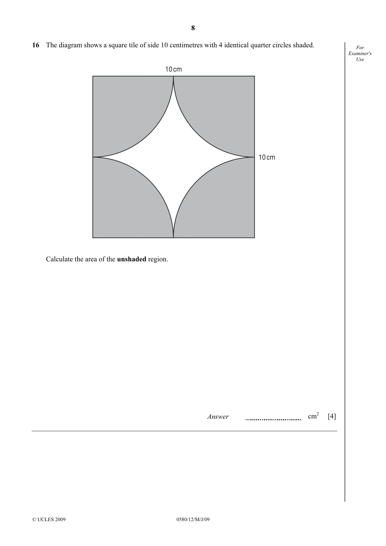 Cambridge IGCSE Mathematics 0580 2009 May/June Paper 1 · Variant 1 question paper, page 21 of 25