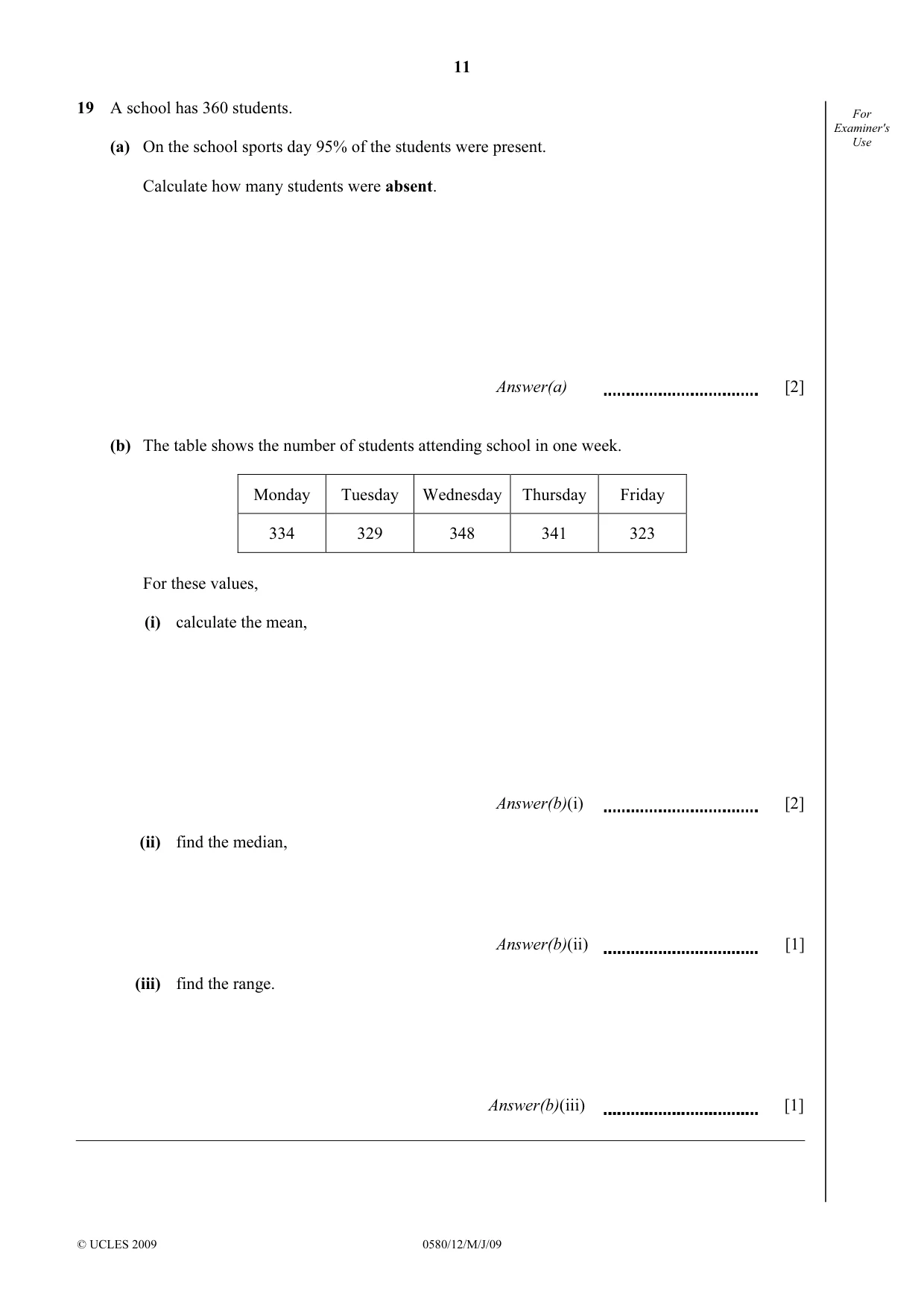 Cambridge IGCSE Mathematics 0580 2009 May/June Paper 1 · Variant 1 question paper, page 24 of 25
