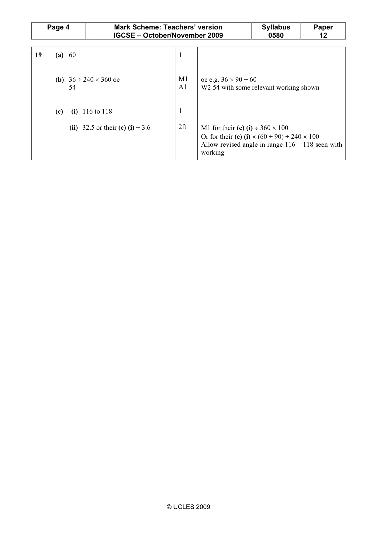 Mark scheme, page 4 of 4