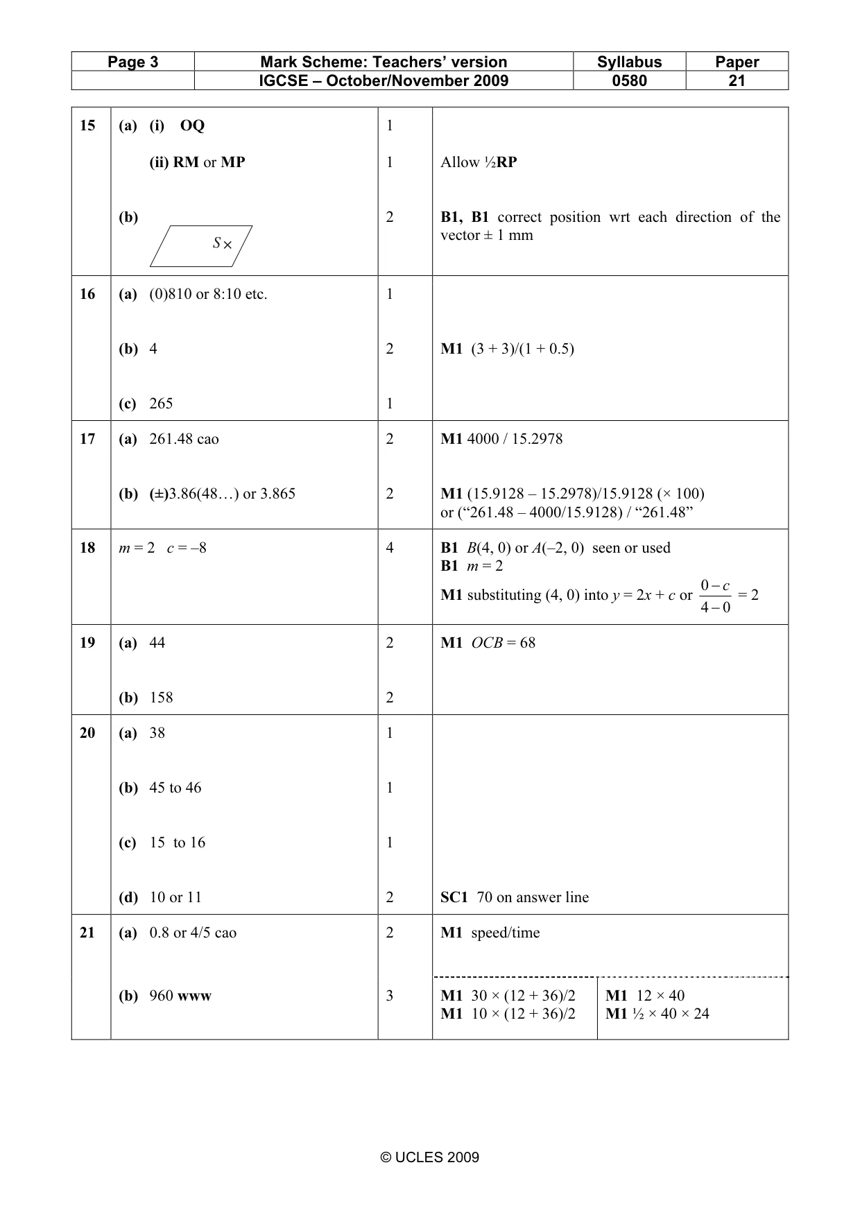 Mark scheme, page 3 of 4