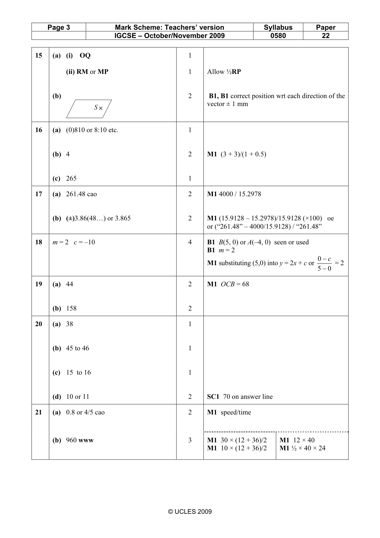 Mark scheme, page 3 of 4