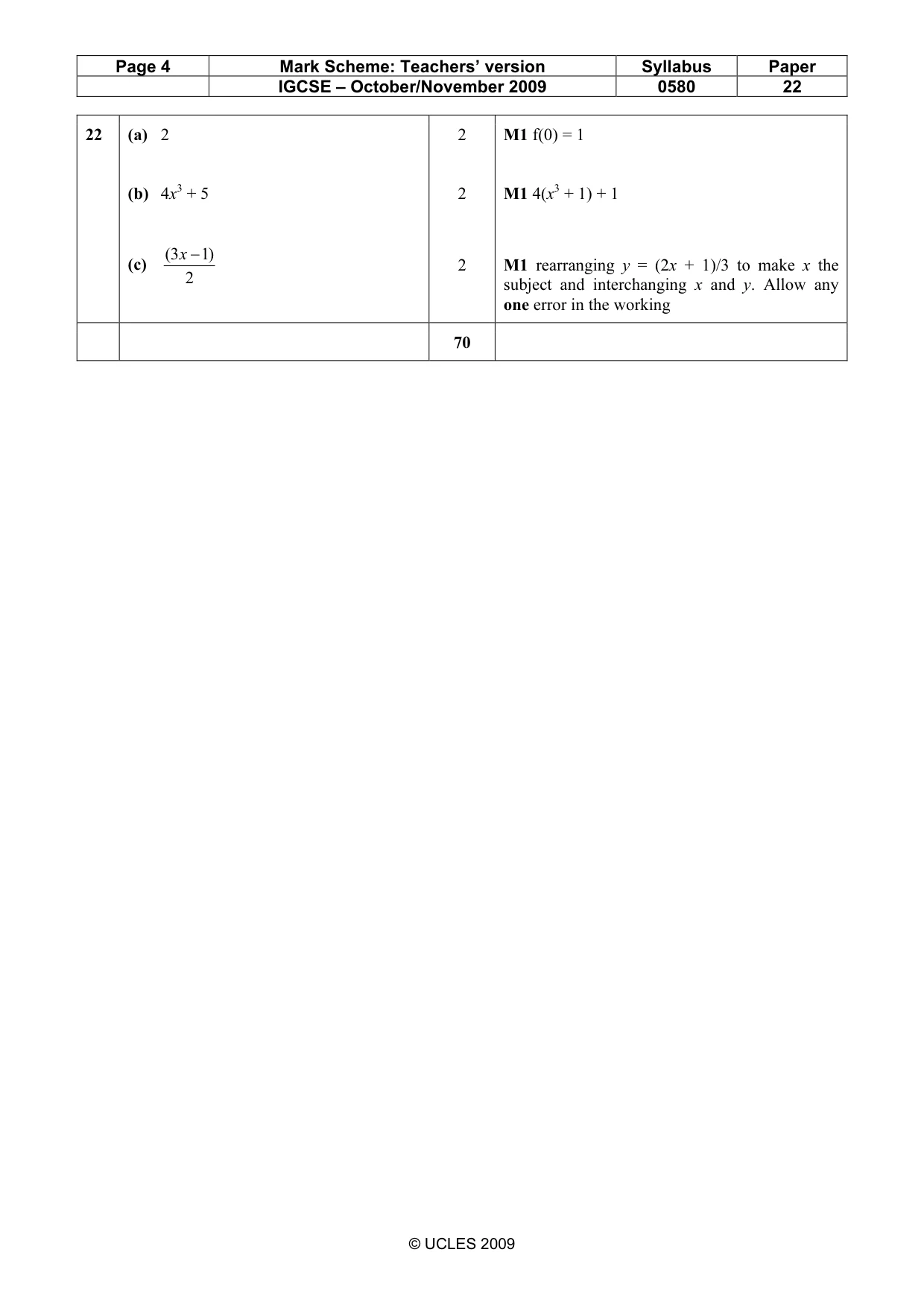 Mark scheme, page 4 of 4