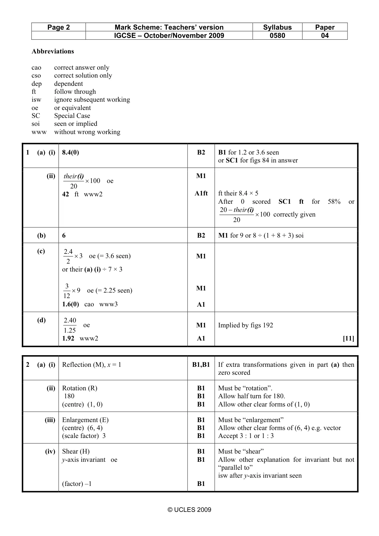 Mark scheme, page 2 of 7