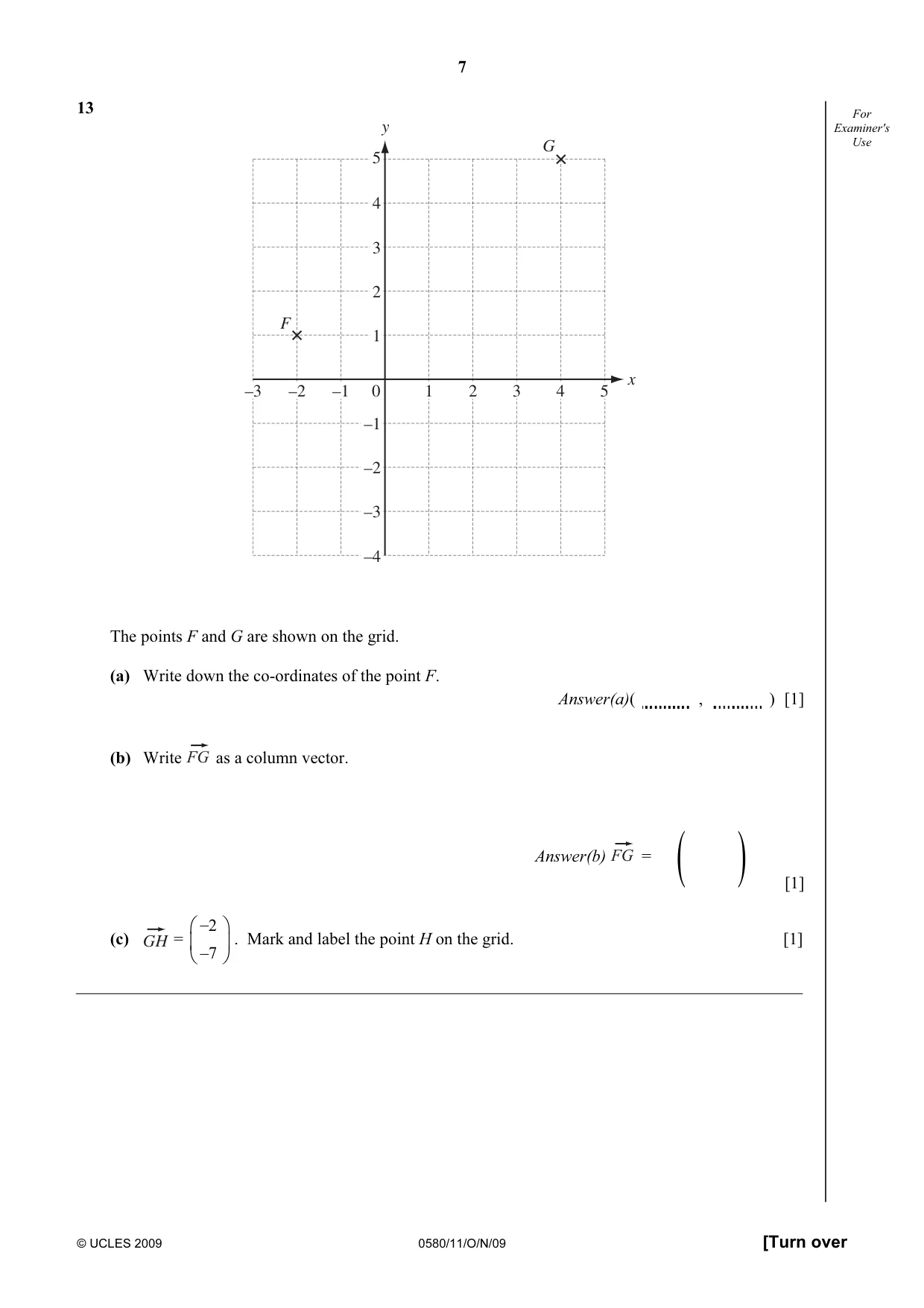 Cambridge IGCSE Mathematics 0580 2009 Oct/Nov Paper 1 · Variant 1 question paper, page 7 of 12