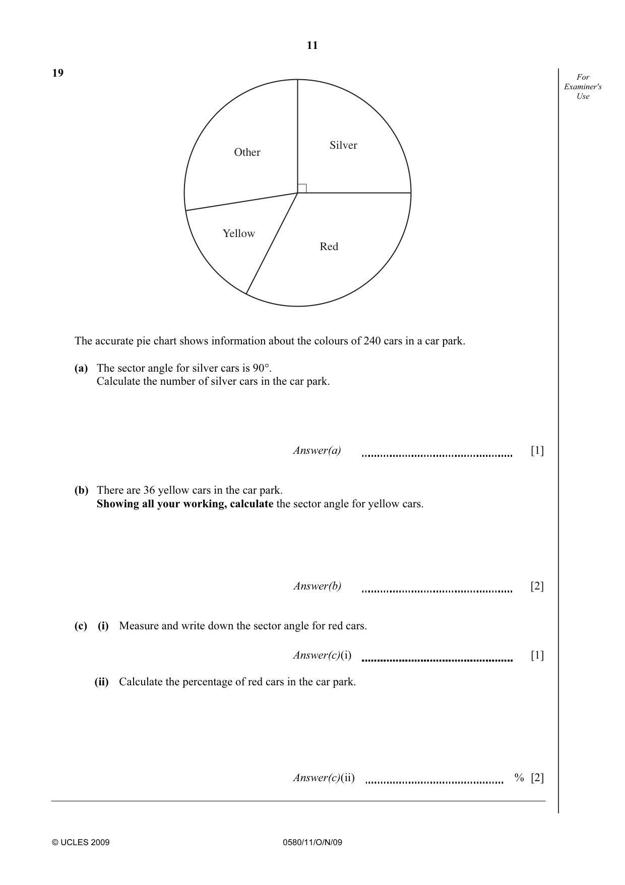 Cambridge IGCSE Mathematics 0580 2009 Oct/Nov Paper 1 · Variant 1 question paper, page 11 of 12