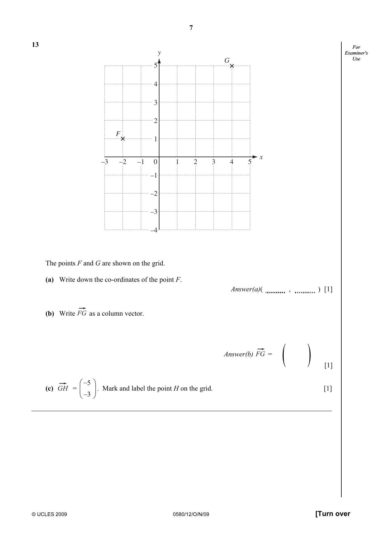 Cambridge IGCSE Mathematics 0580 2009 Oct/Nov Paper 1 · Variant 2 question paper, page 7 of 12