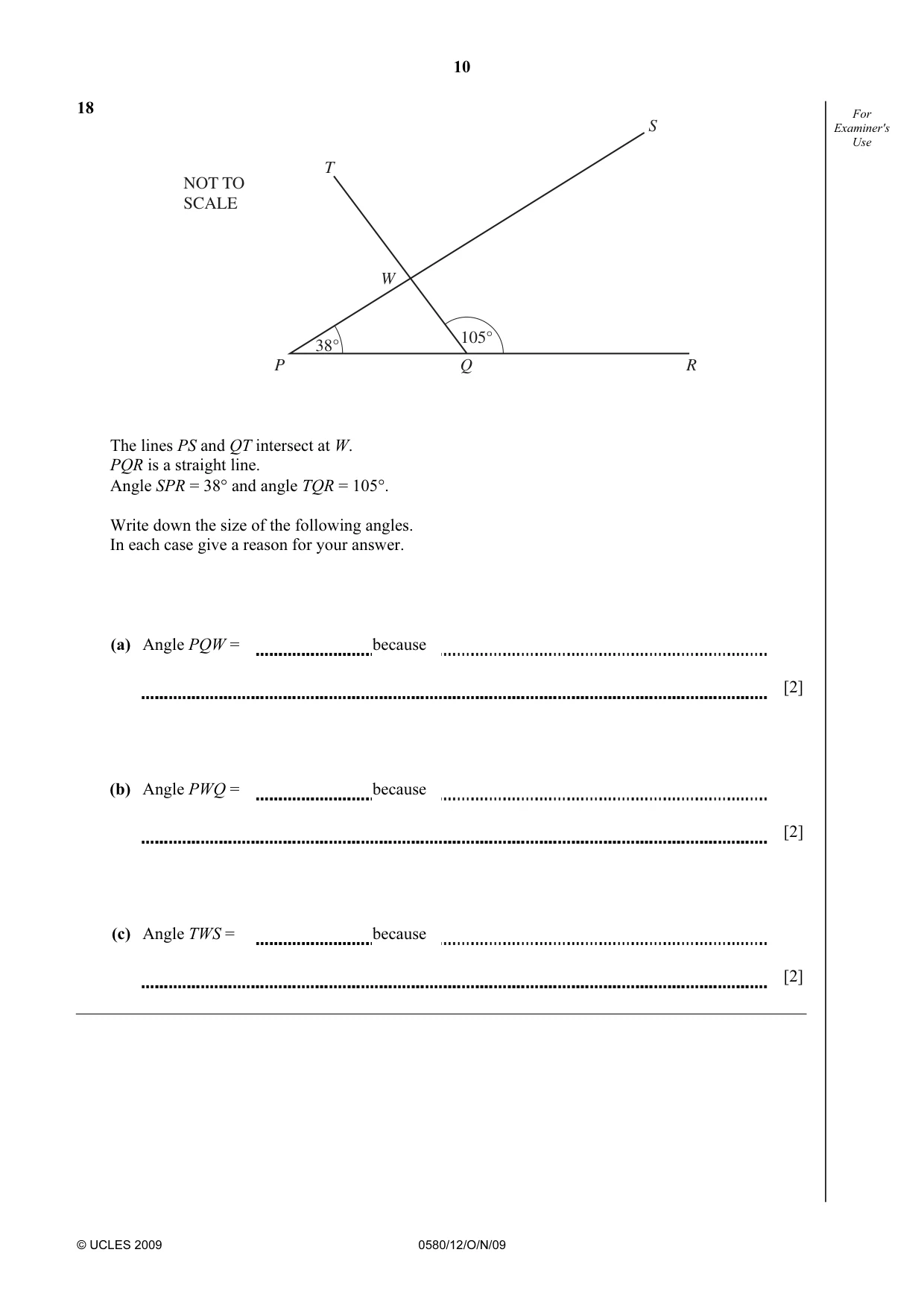 Cambridge IGCSE Mathematics 0580 2009 Oct/Nov Paper 1 · Variant 2 question paper, page 10 of 12