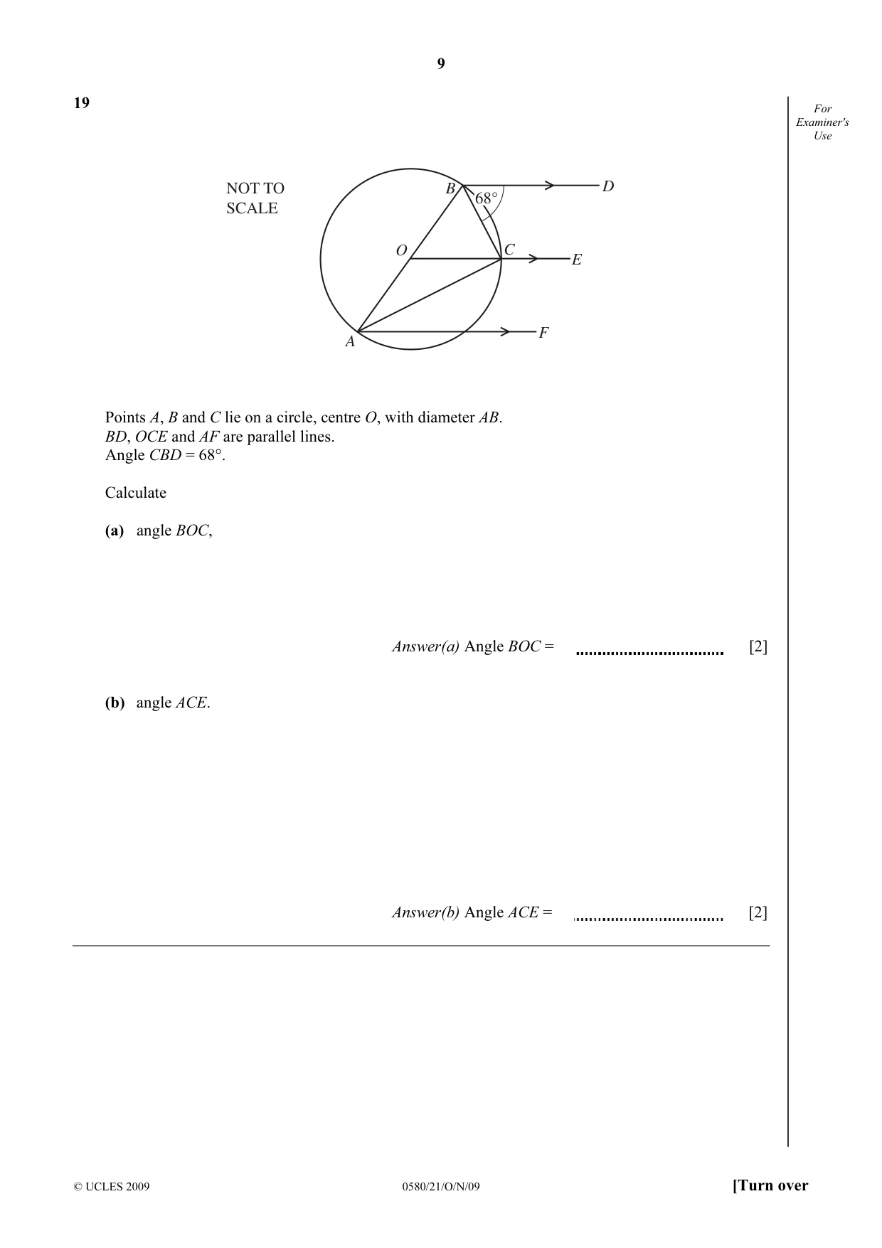Cambridge IGCSE Mathematics 0580 2009 Oct/Nov Paper 2 · Variant 1 question paper, page 9 of 12
