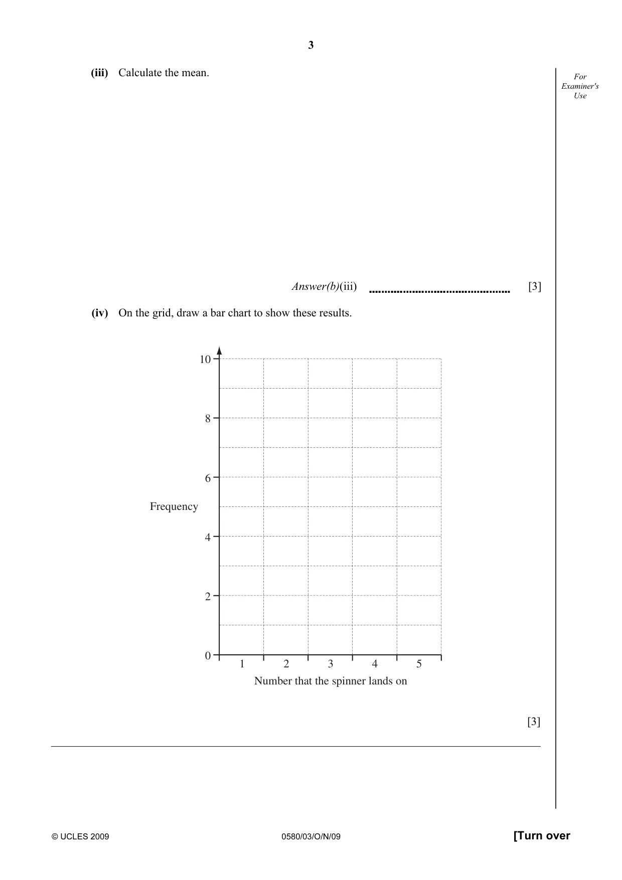Cambridge IGCSE Mathematics 0580 2009 Oct/Nov Paper 3 · Variant 1 question paper, page 3 of 12