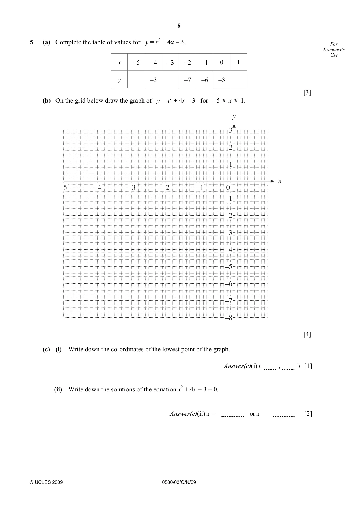 Cambridge IGCSE Mathematics 0580 2009 Oct/Nov Paper 3 · Variant 1 question paper, page 8 of 12