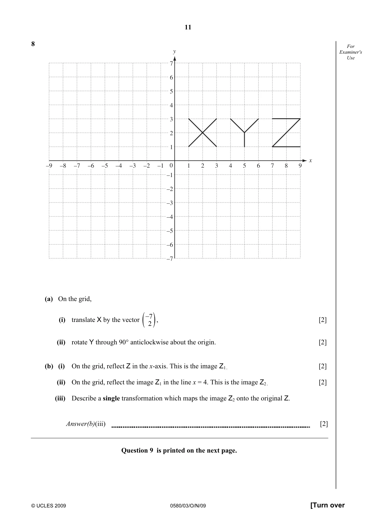 Cambridge IGCSE Mathematics 0580 2009 Oct/Nov Paper 3 · Variant 1 question paper, page 11 of 12
