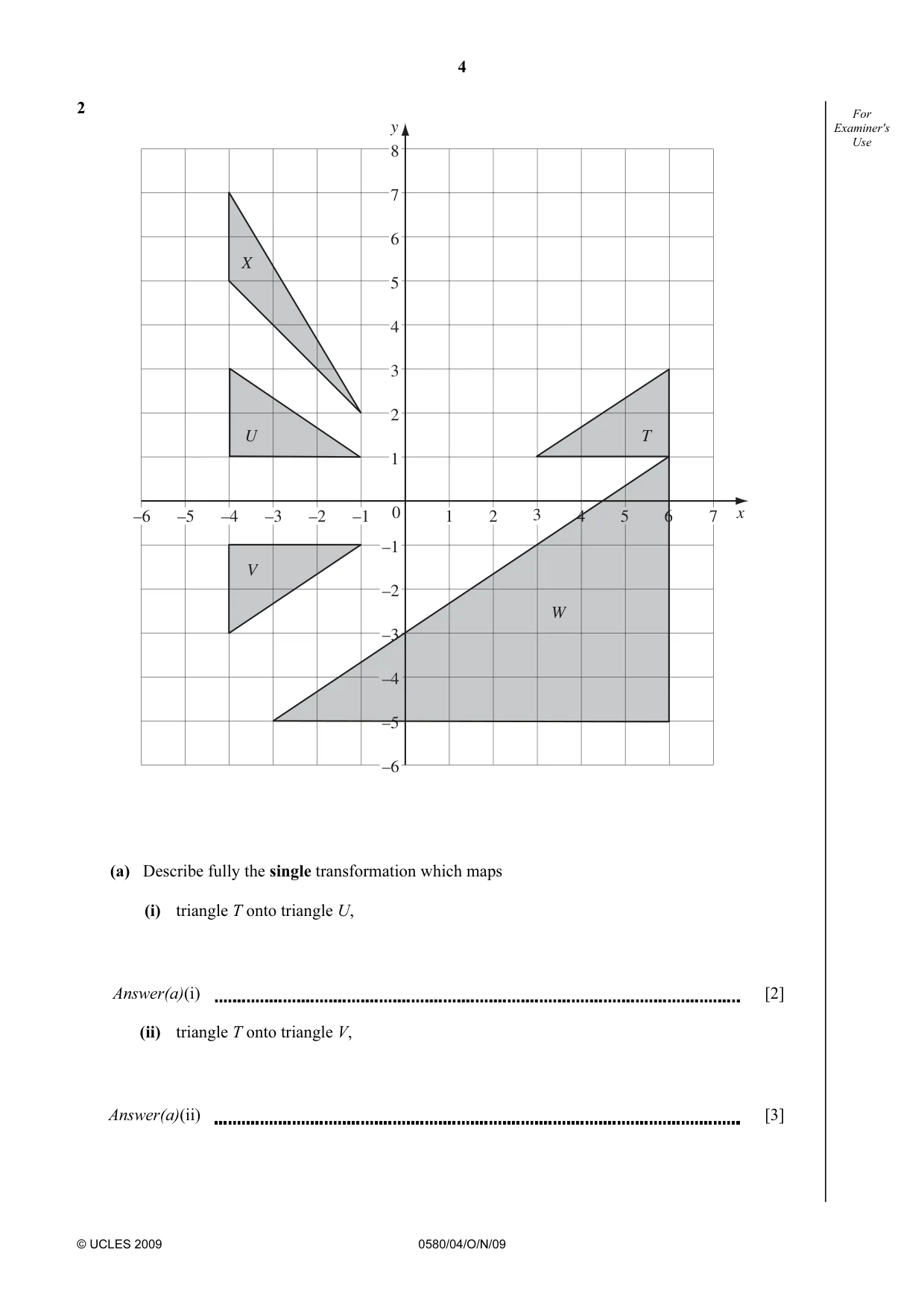 Cambridge IGCSE Mathematics 0580 2009 Oct/Nov Paper 4 · Variant 1 question paper, page 4 of 24